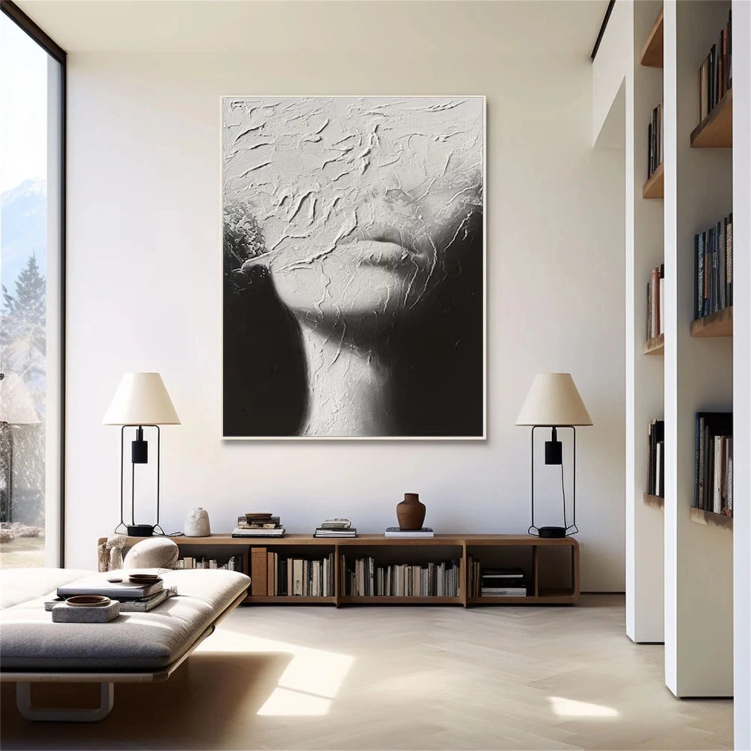 Abstract Portrait Black and White Painting #AP036