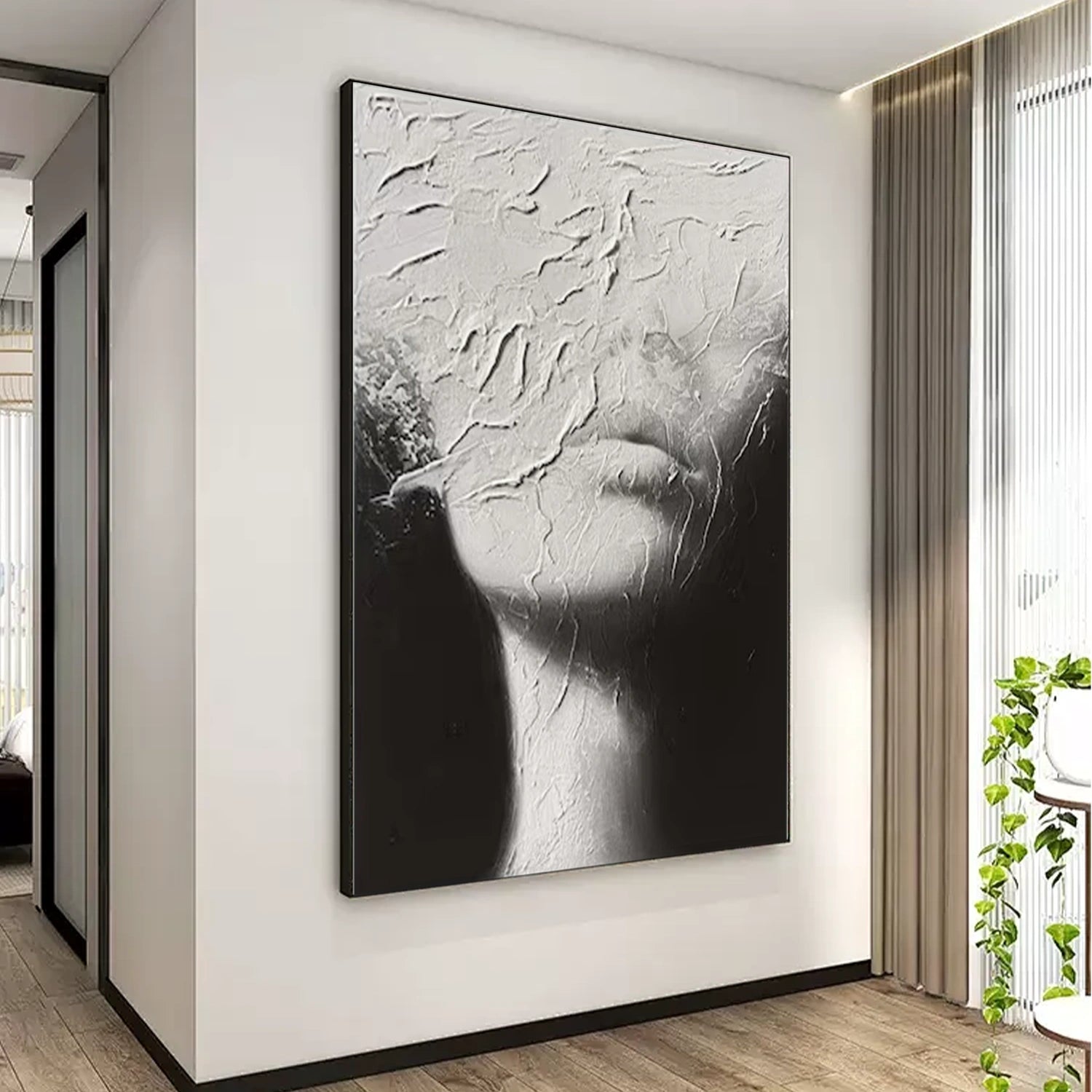 Abstract Portrait Black and White Painting #AP036