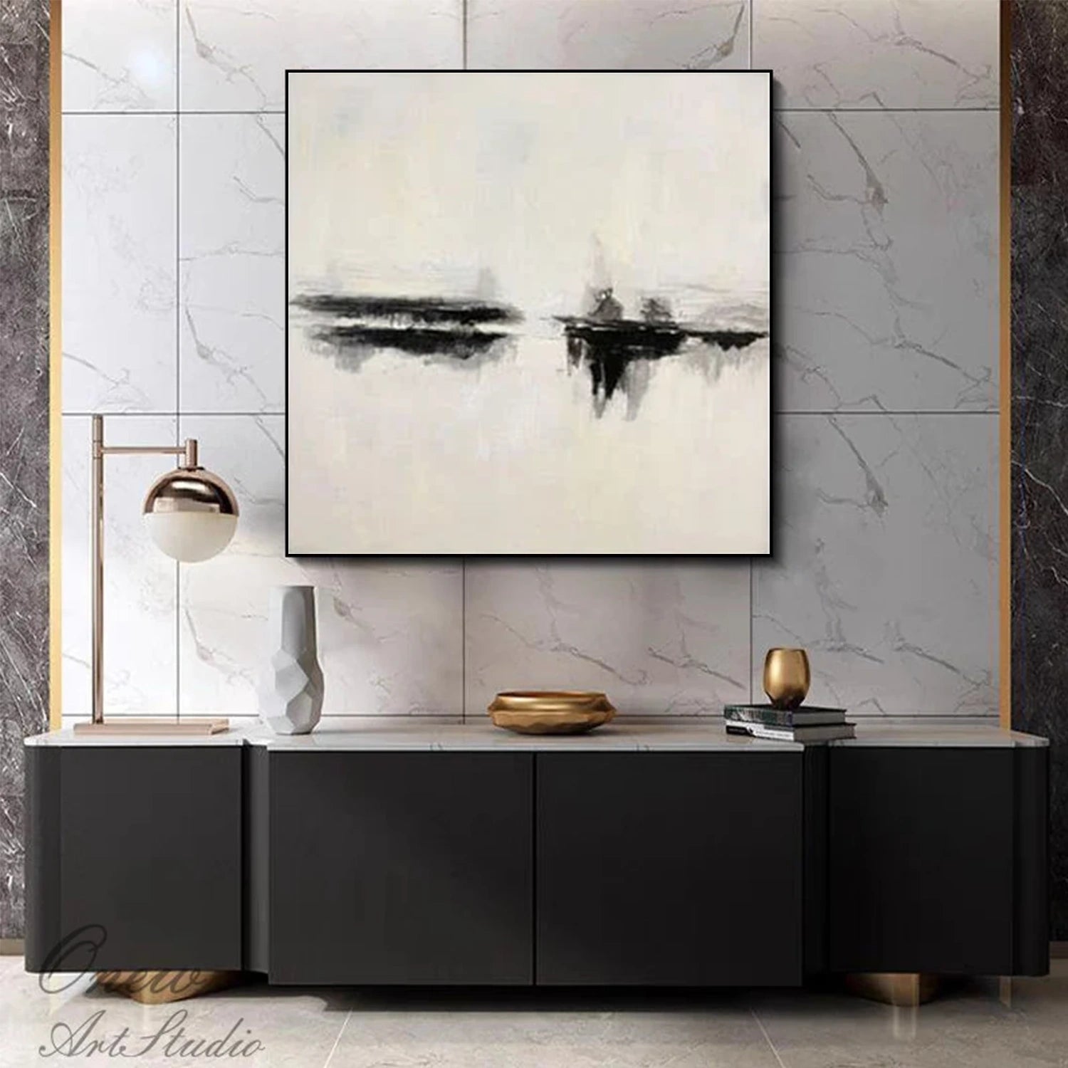 Black and White Minimalist Canvas Art #MZ112