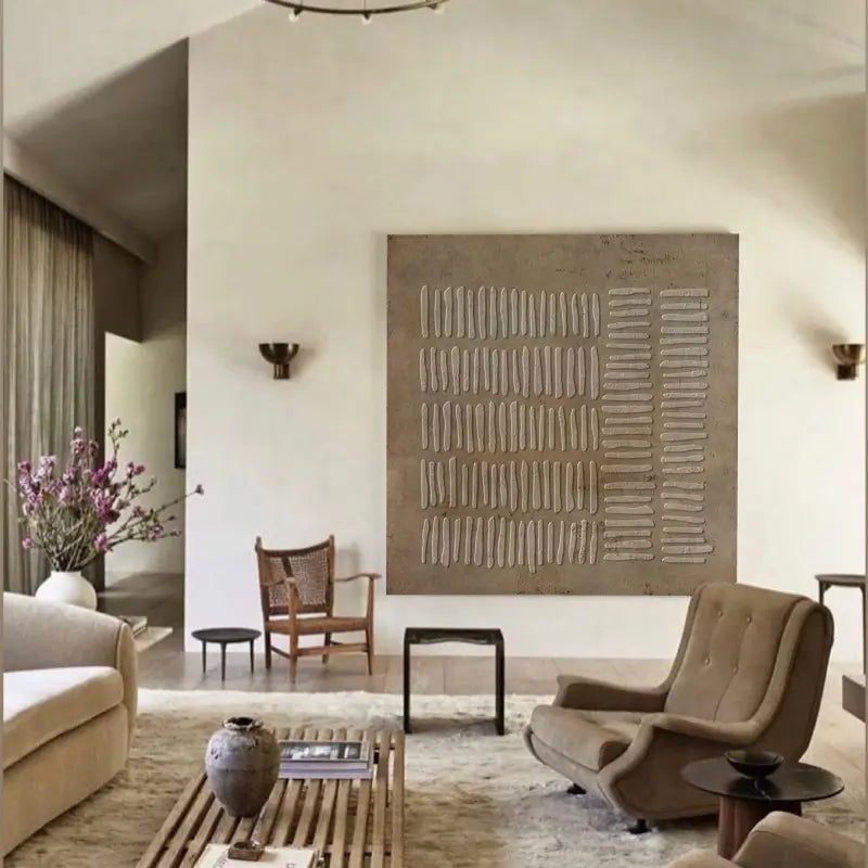 Eleanos Gallery Textured Wabi Sabi Abstract Brown Wall Art, Brown Abstract Canvas Painting