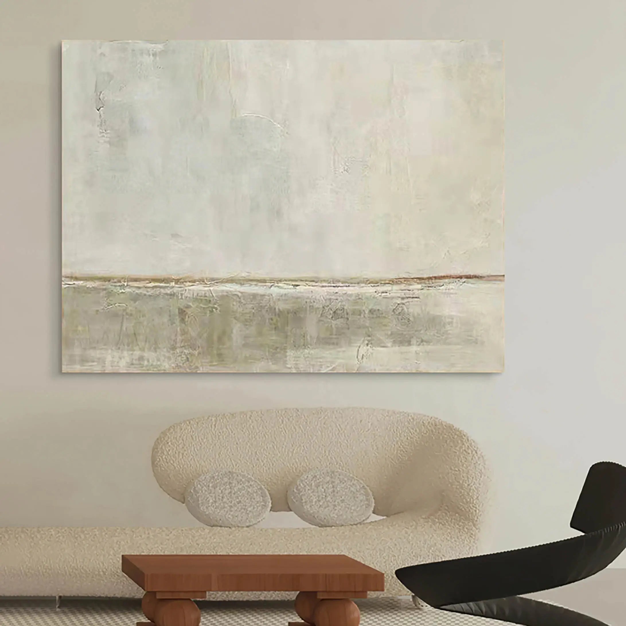 Original Beige Minimalistic Large Painting on Canvas Wall Artwork