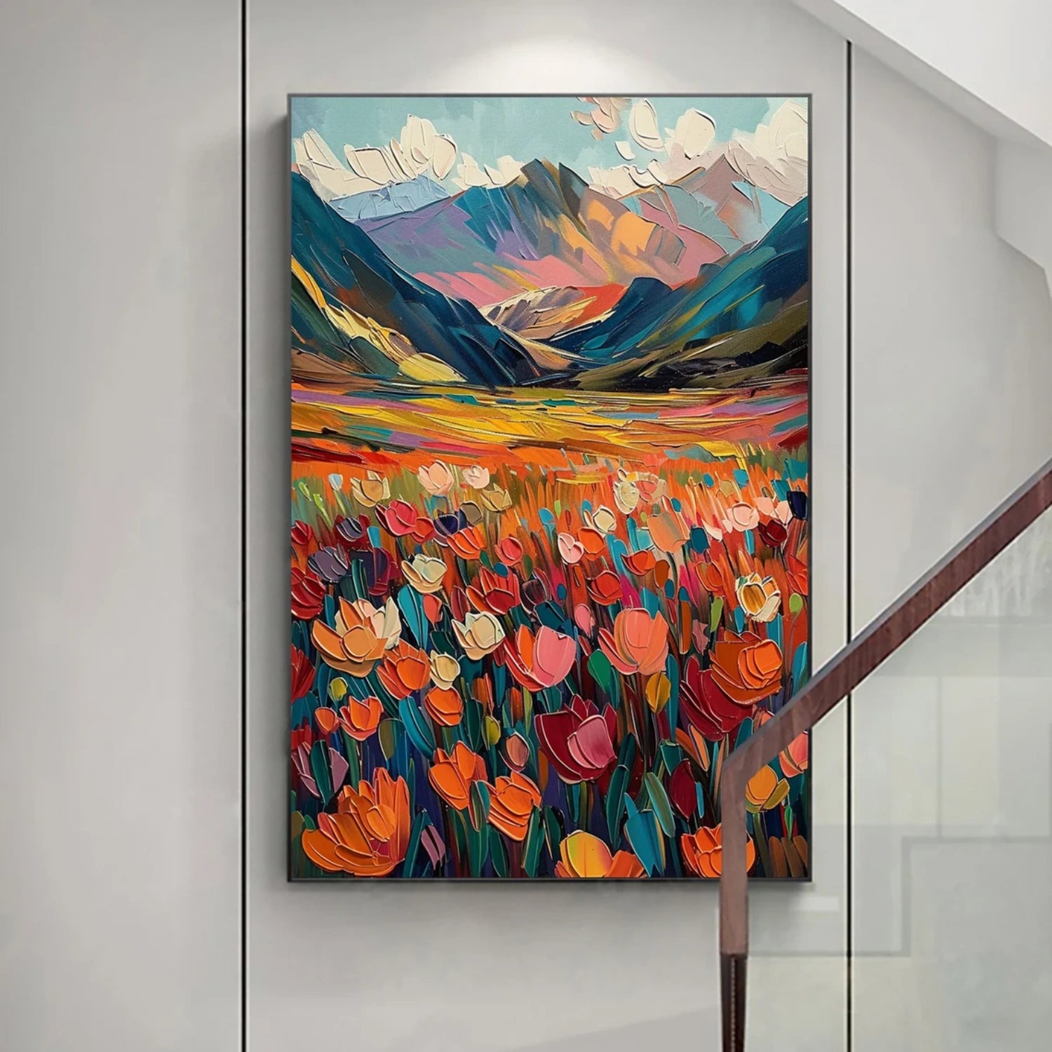 Colorful Flower Abstract Textured Wall Art #ML076