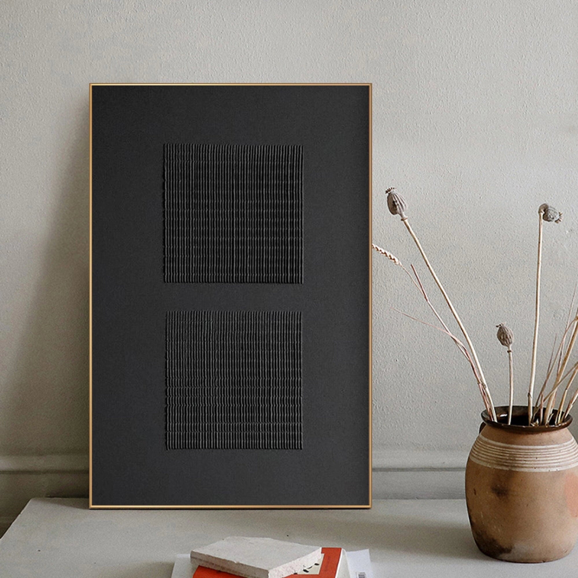 Original 3D Textured Minimalist Canvas Artwork for Living Room/Bedroom