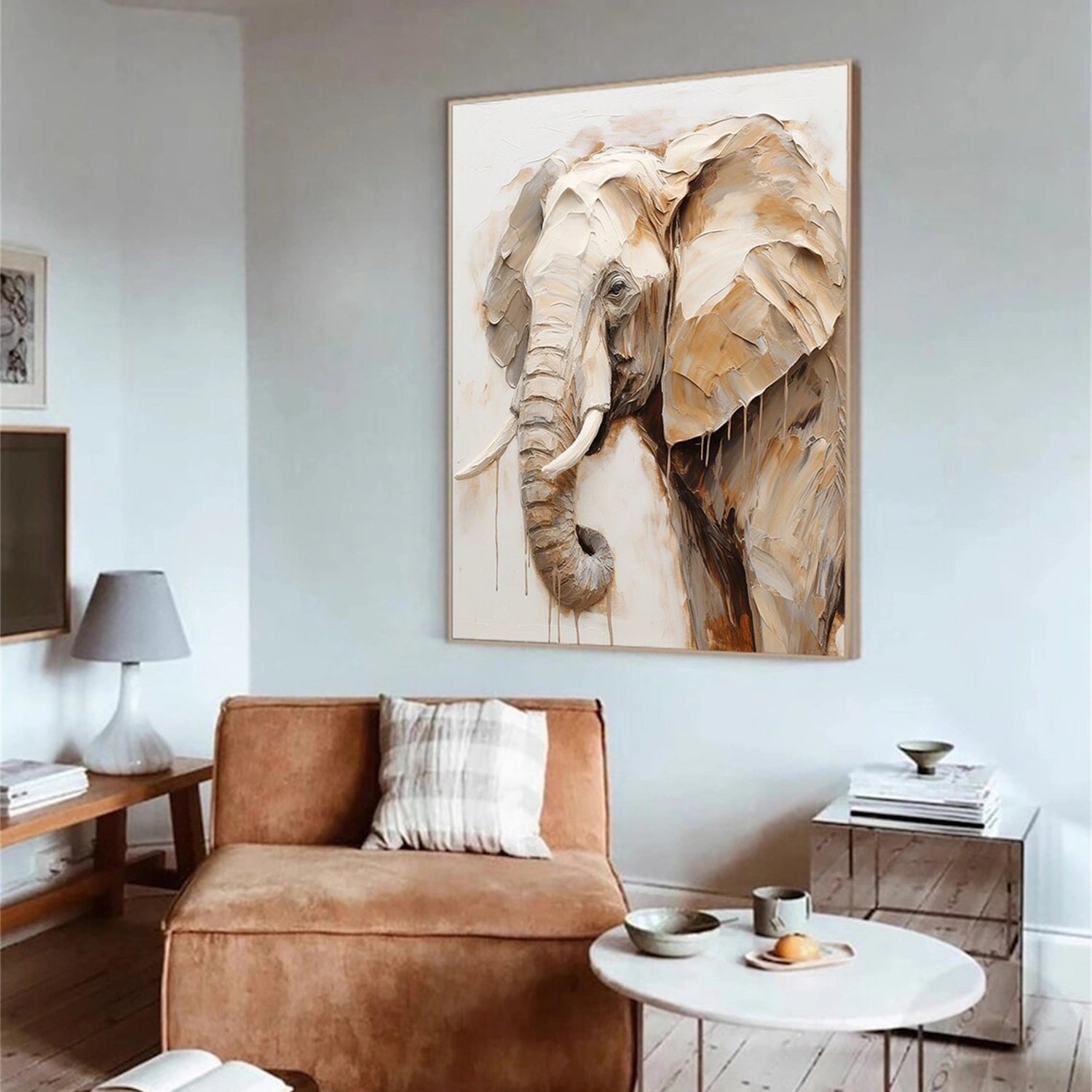 Beige and Brown Abstract Animal Wall Art #AL076