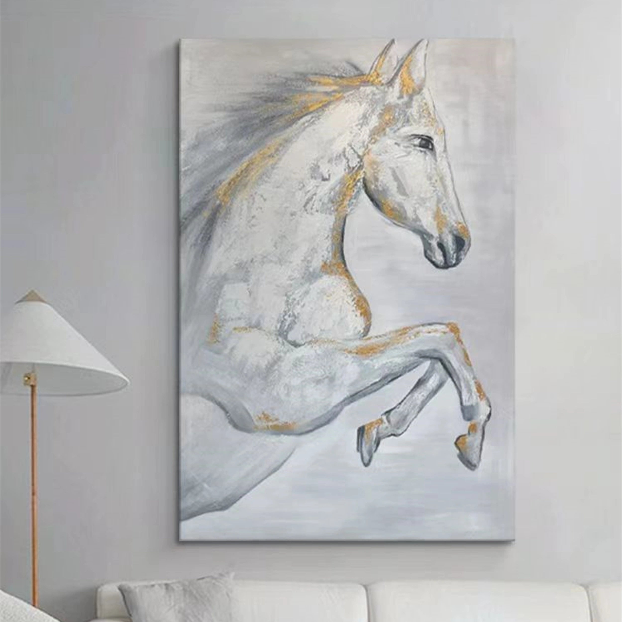 White Horse Abstract Animal Wall Art #AL011