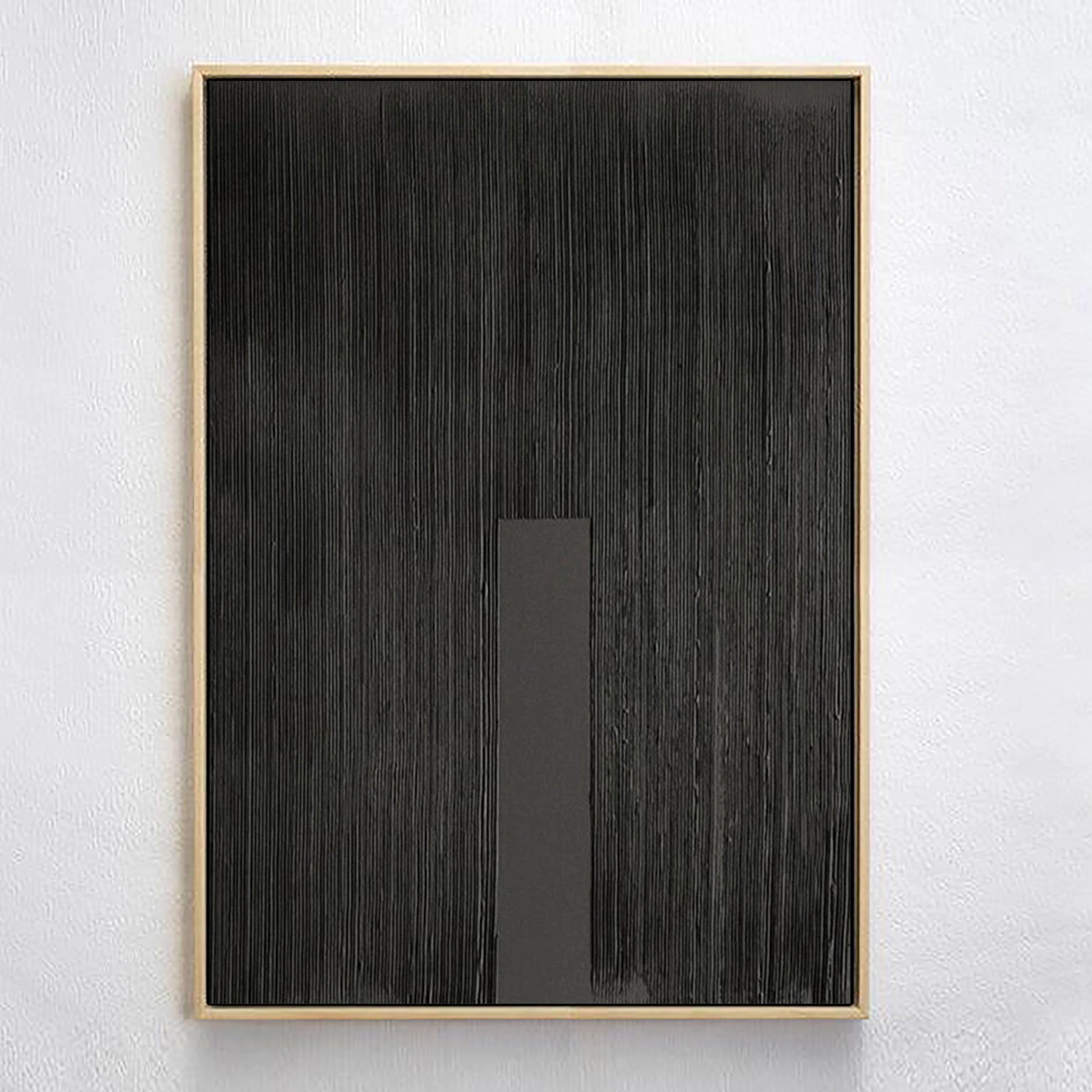 Black Textured Minimalist Zen Canvas Wall Artwork for Bedroom/Living Room