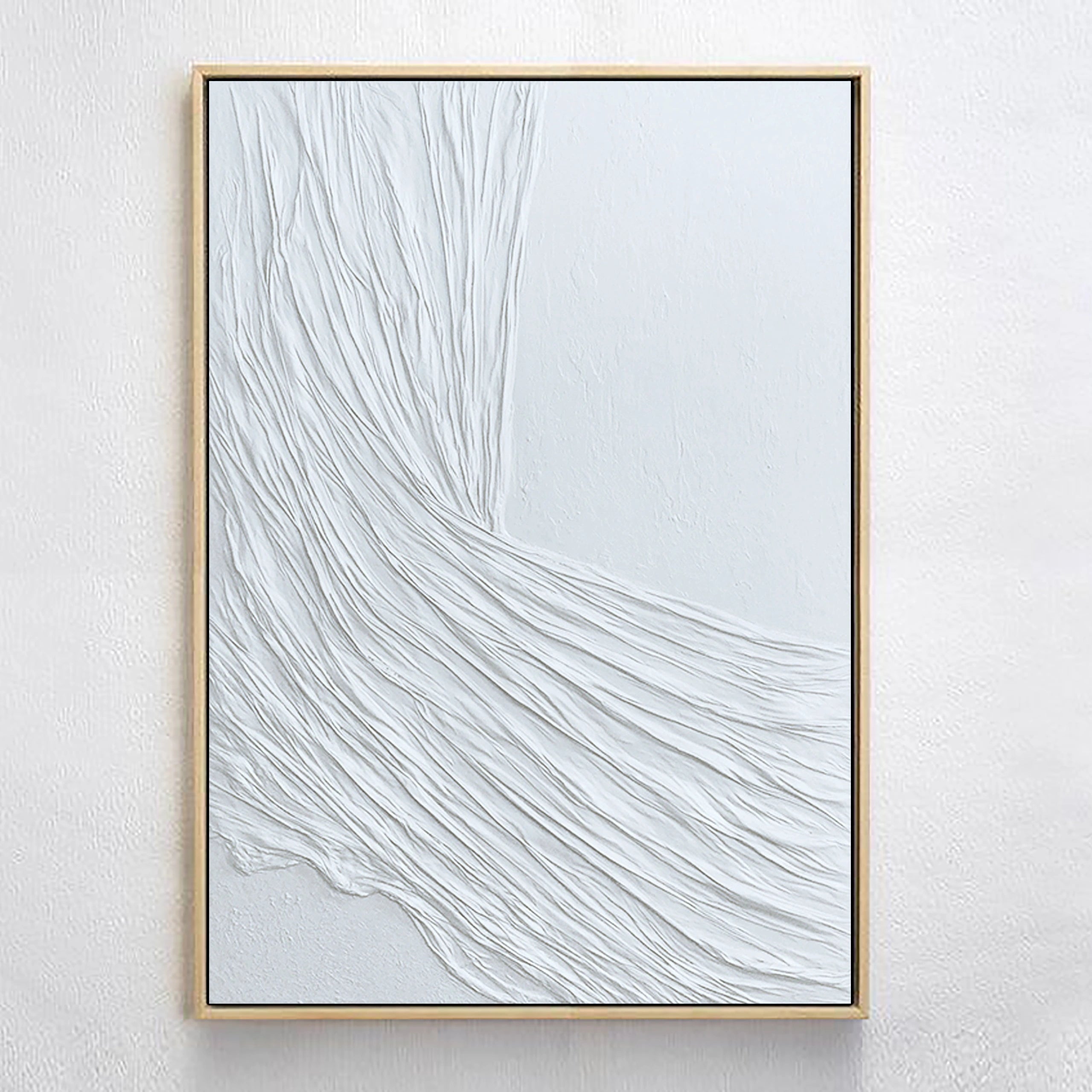 3D Textured White Minimalistic Plaster Painting on Canvas Original