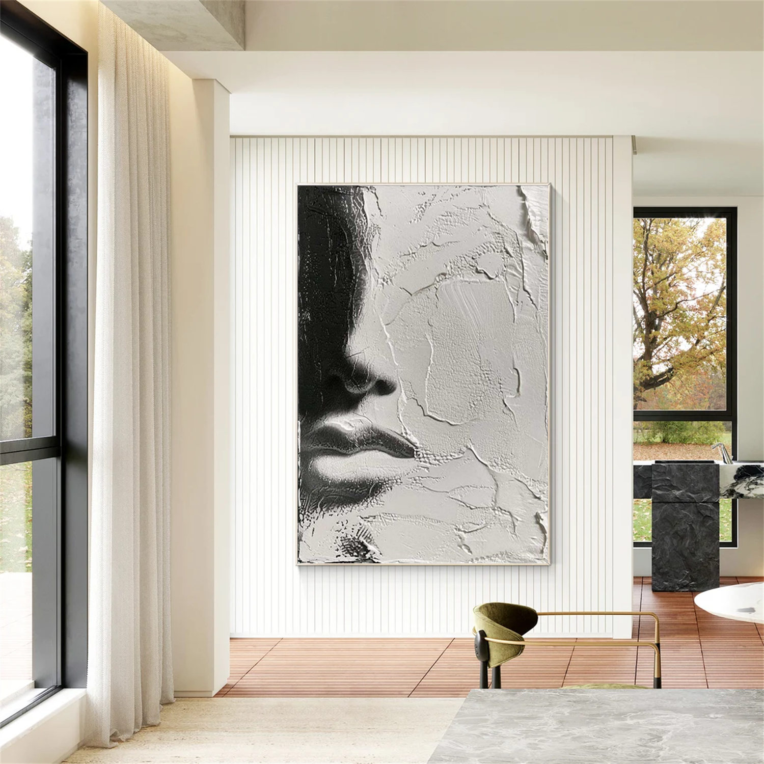 Abstract Portrait Black and White Painting #AP035
