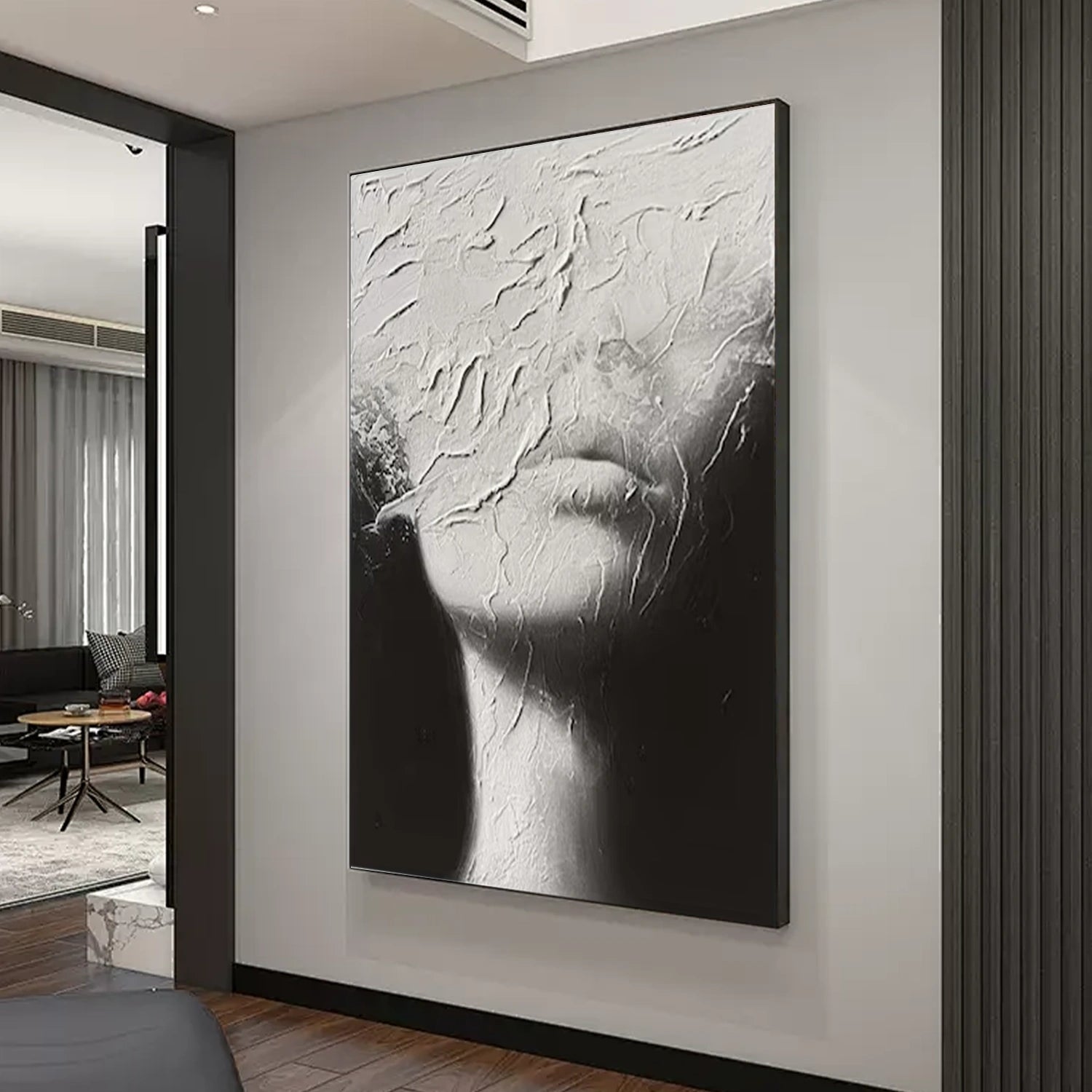 Abstract Portrait Black and White Painting #AP036