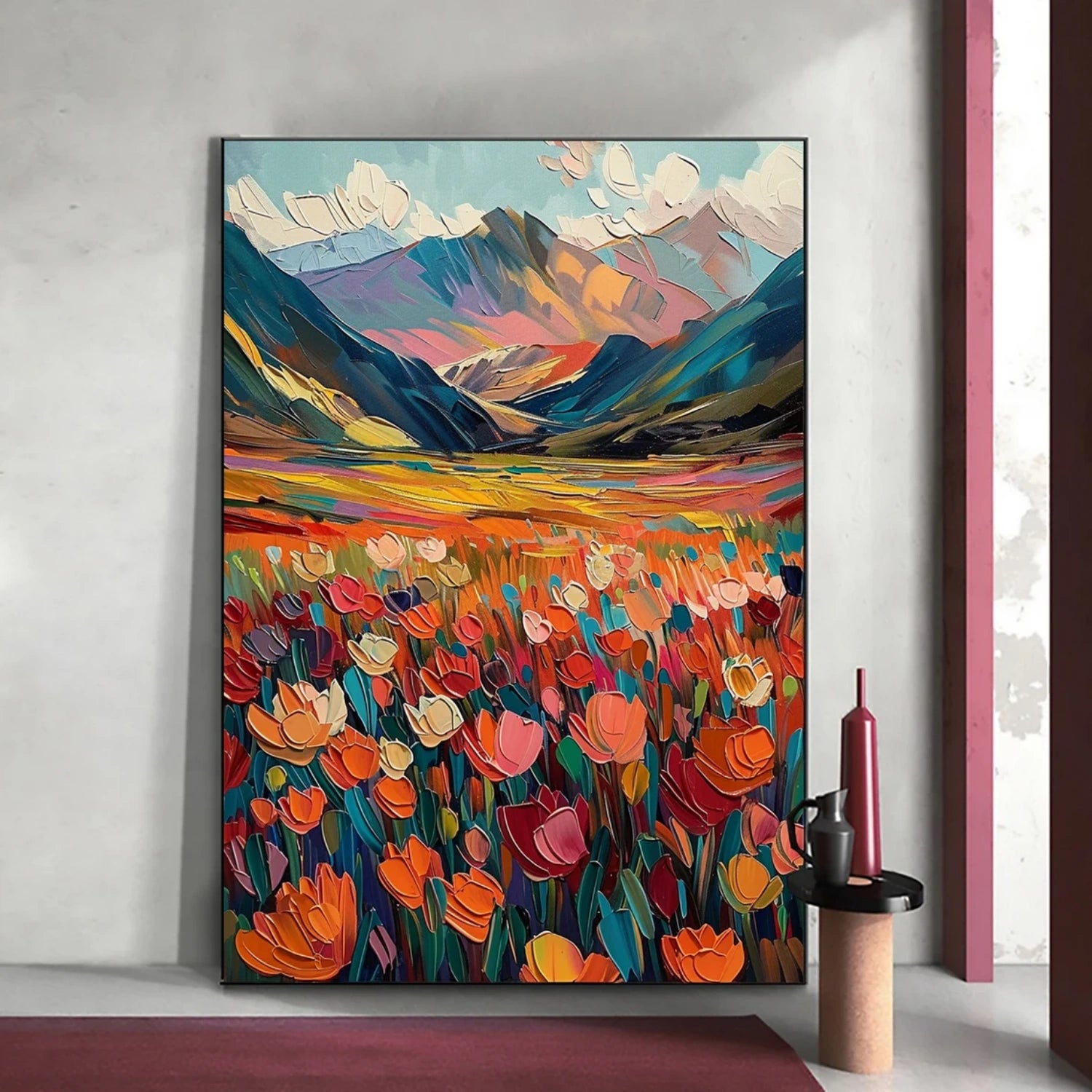 Colorful Flower Abstract Textured Wall Art #ML076