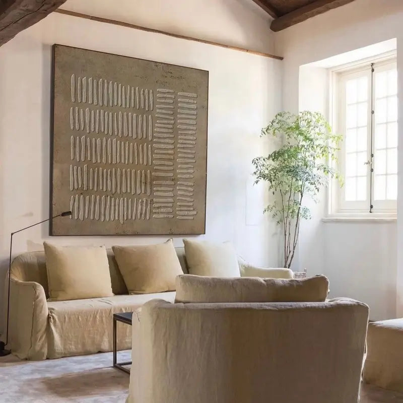 Eleanos Gallery Textured Wabi Sabi Abstract Brown Wall Art, Brown Abstract Canvas Painting