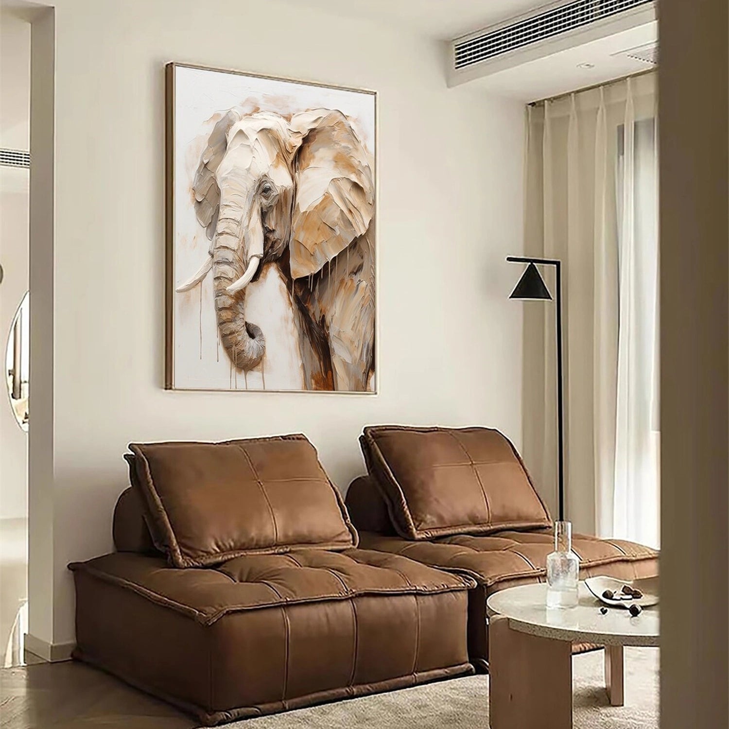 Beige and Brown Abstract Animal Wall Art #AL076