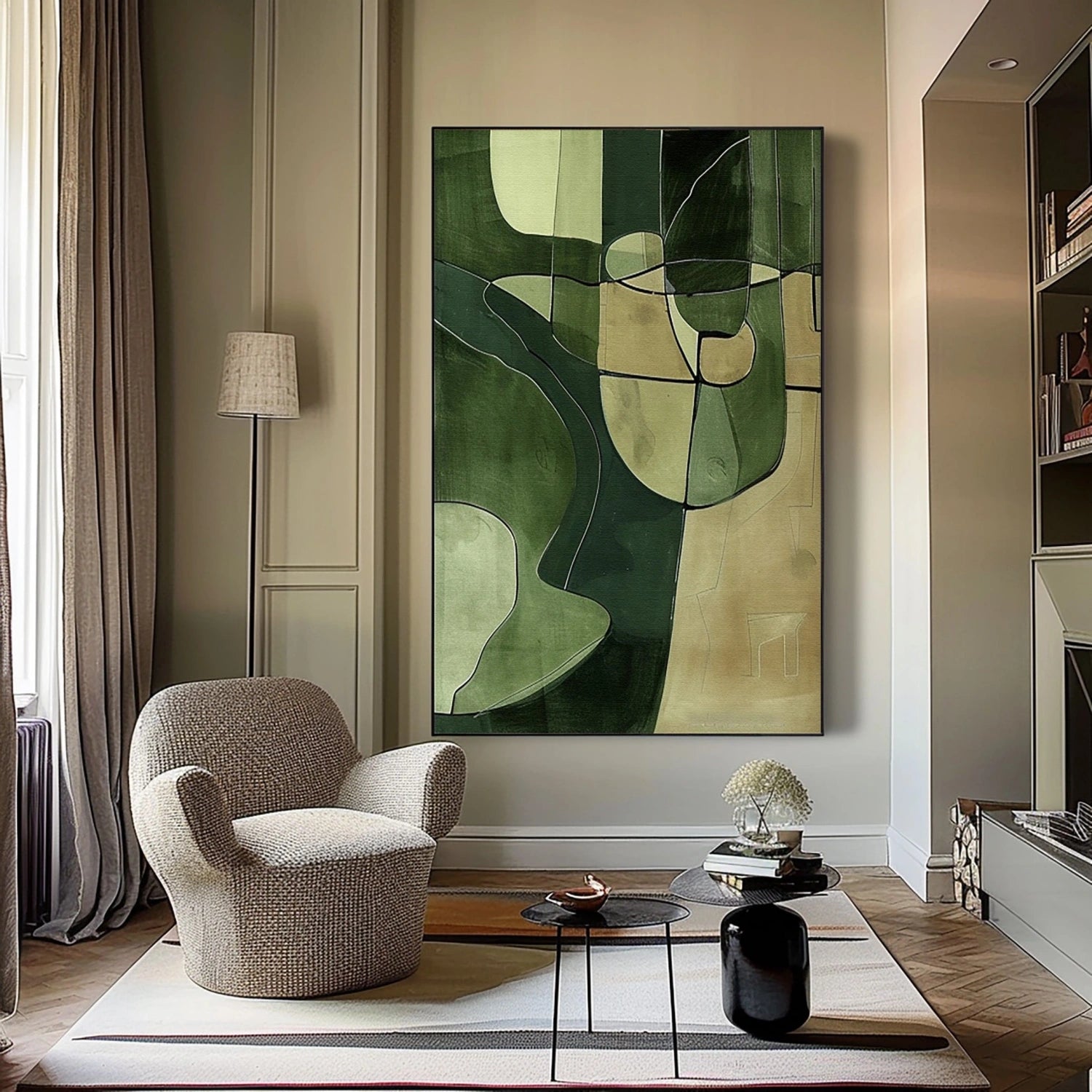 Green Abstract Art Painting #WS452