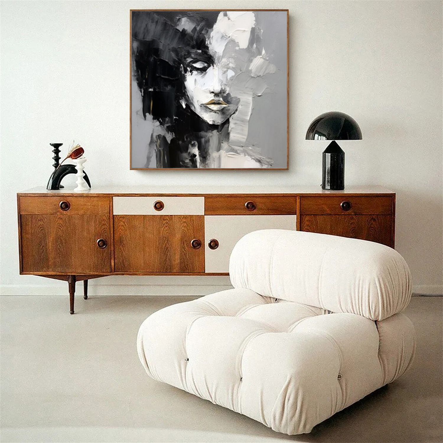 Abstract Portrait Black and White Painting #AP034