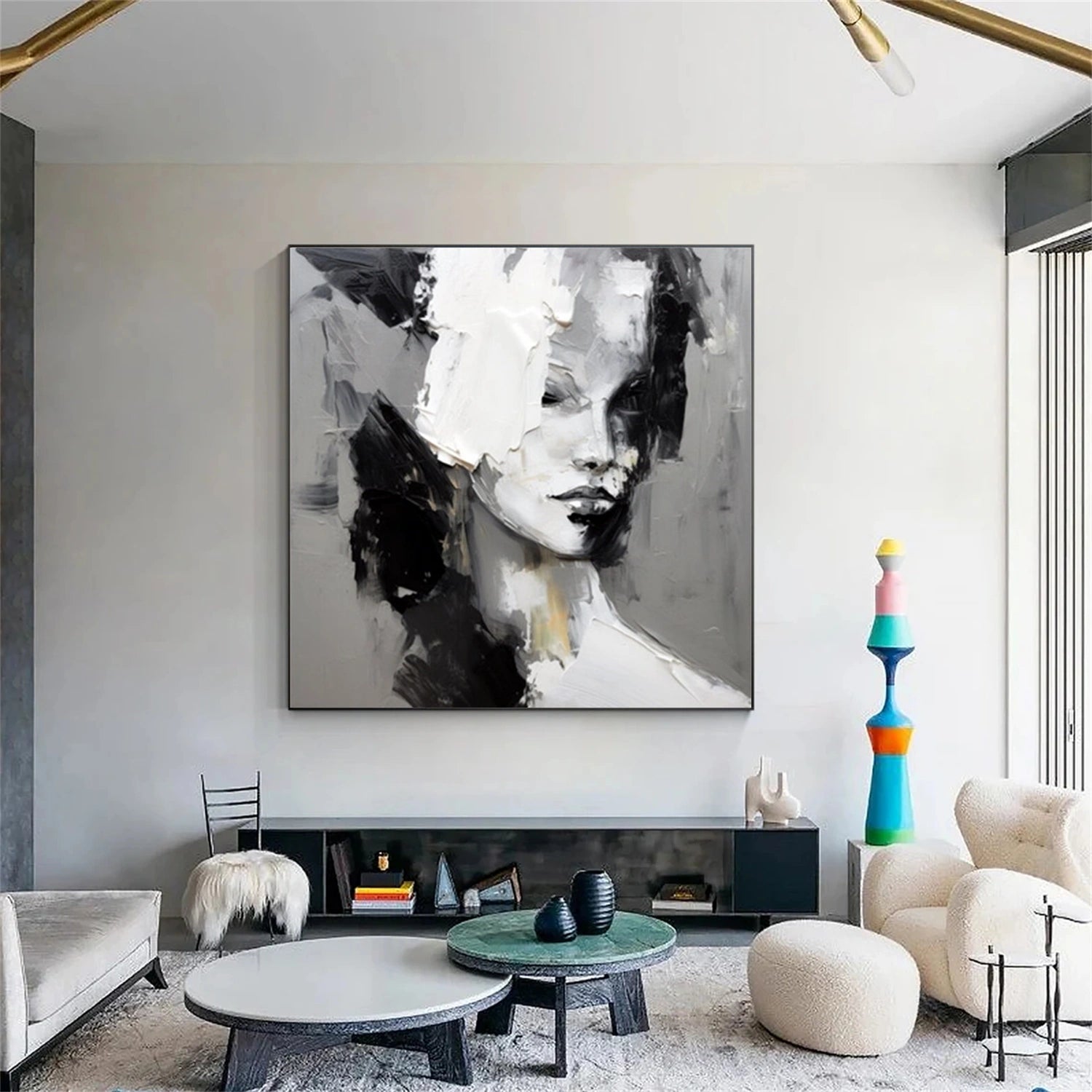 Abstract Portrait Black and White Painting #AP032