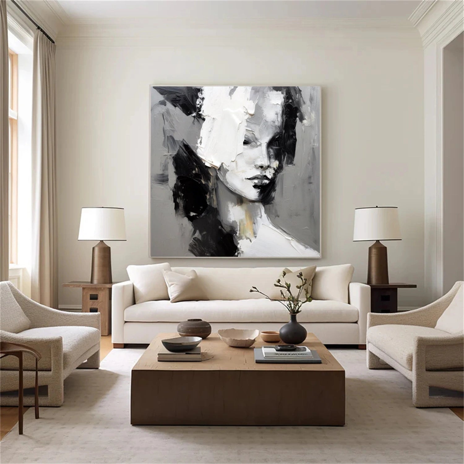 Abstract Portrait Black and White Painting #AP032