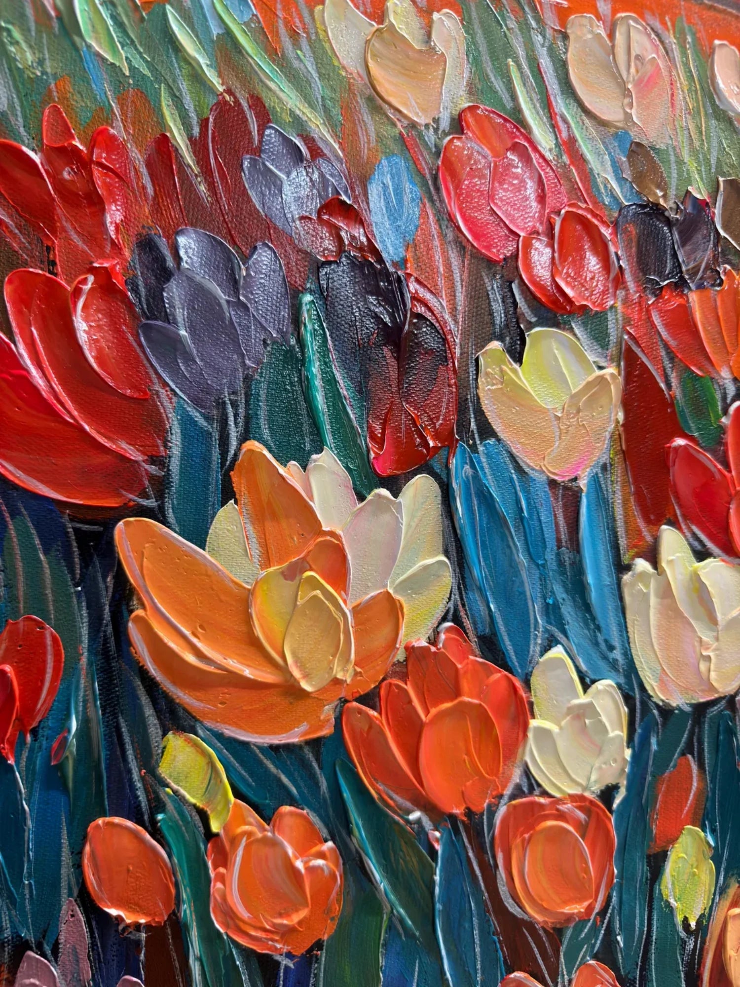 Colorful Flower Abstract Textured Wall Art #ML076