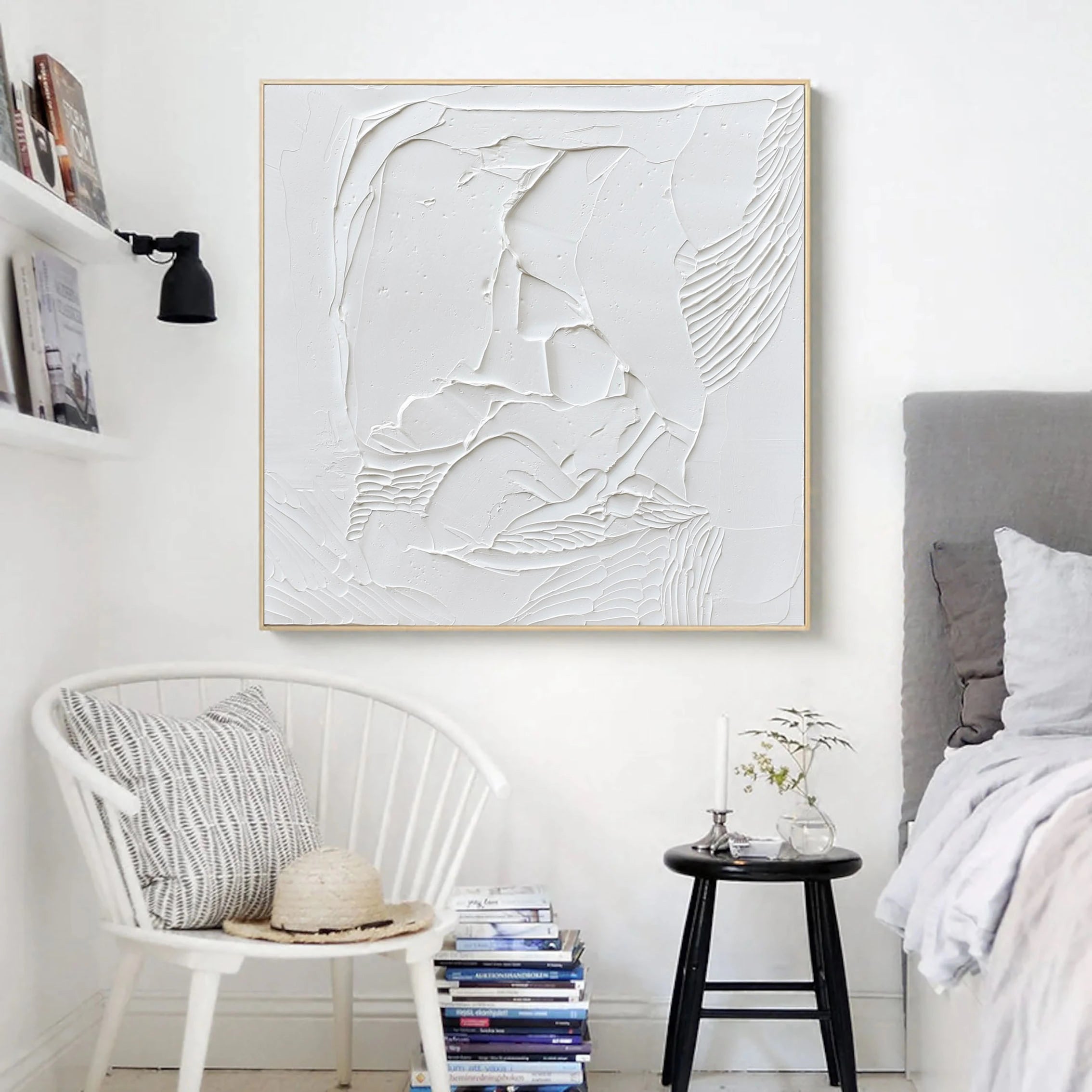 3D Textured Plaster Minimalist Canvas Wall Art, Large Painting
