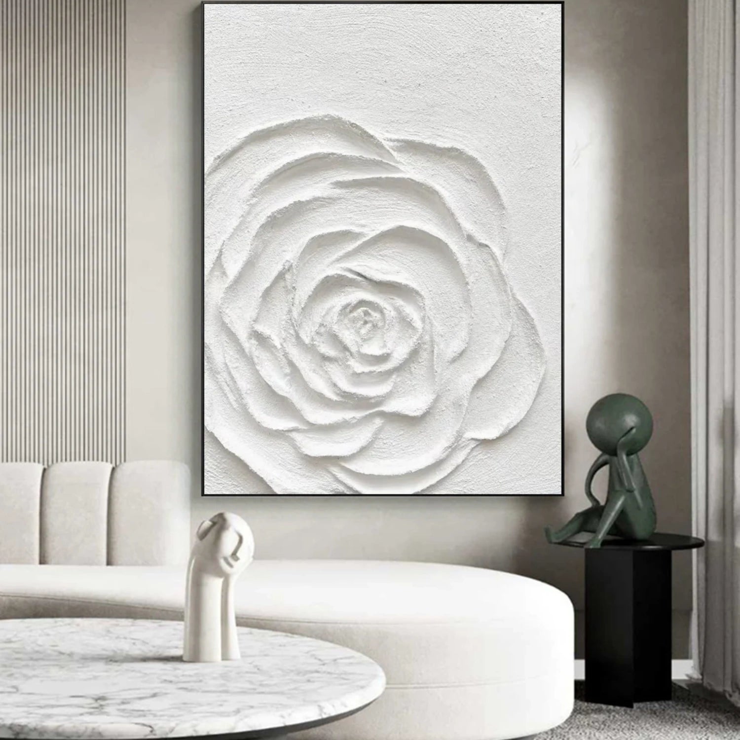 White Flower & Tree Abstract Textured Wall Art #ML127