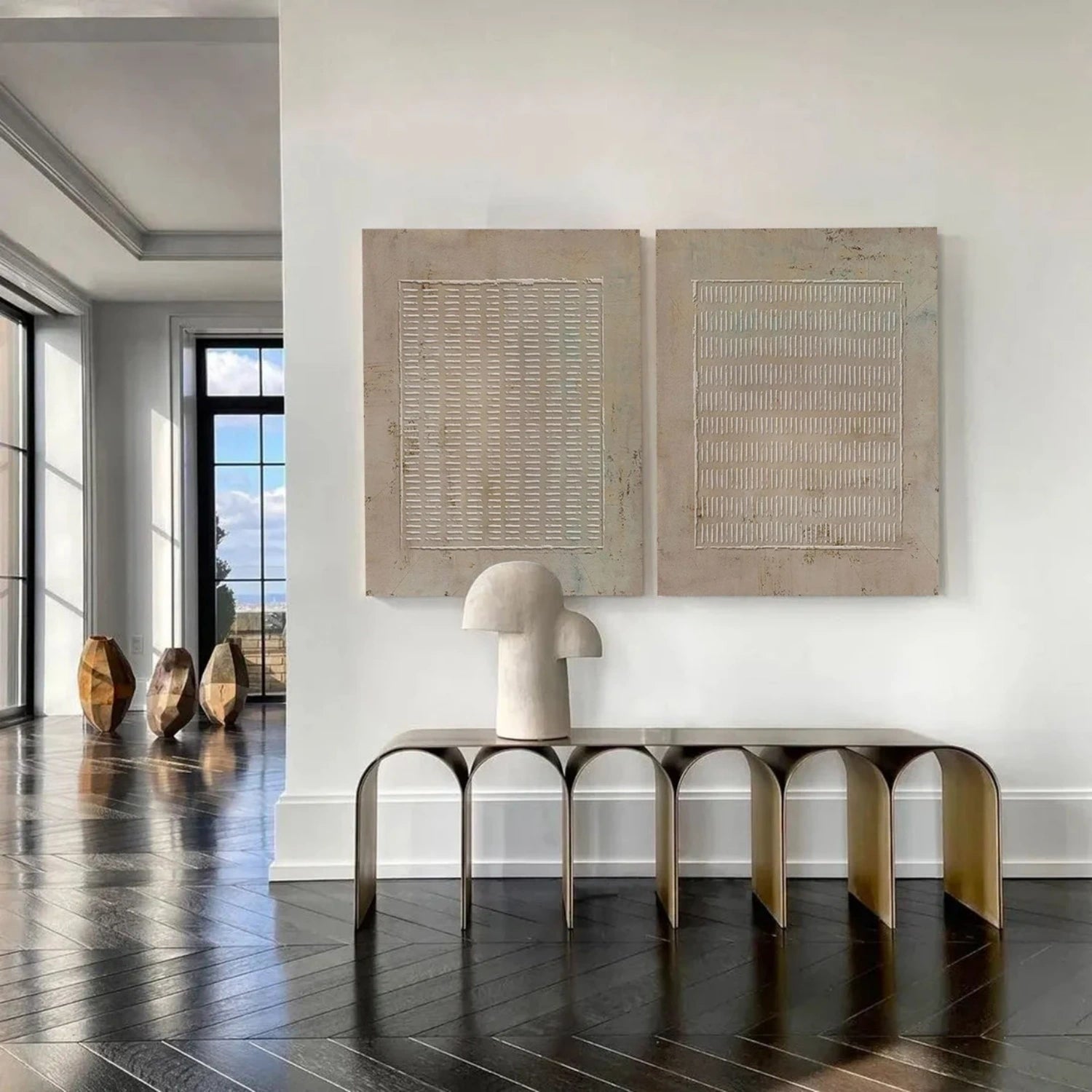 Beige and Brown Wabi Sabi Textured Canvas Art Set of 2 #WS641