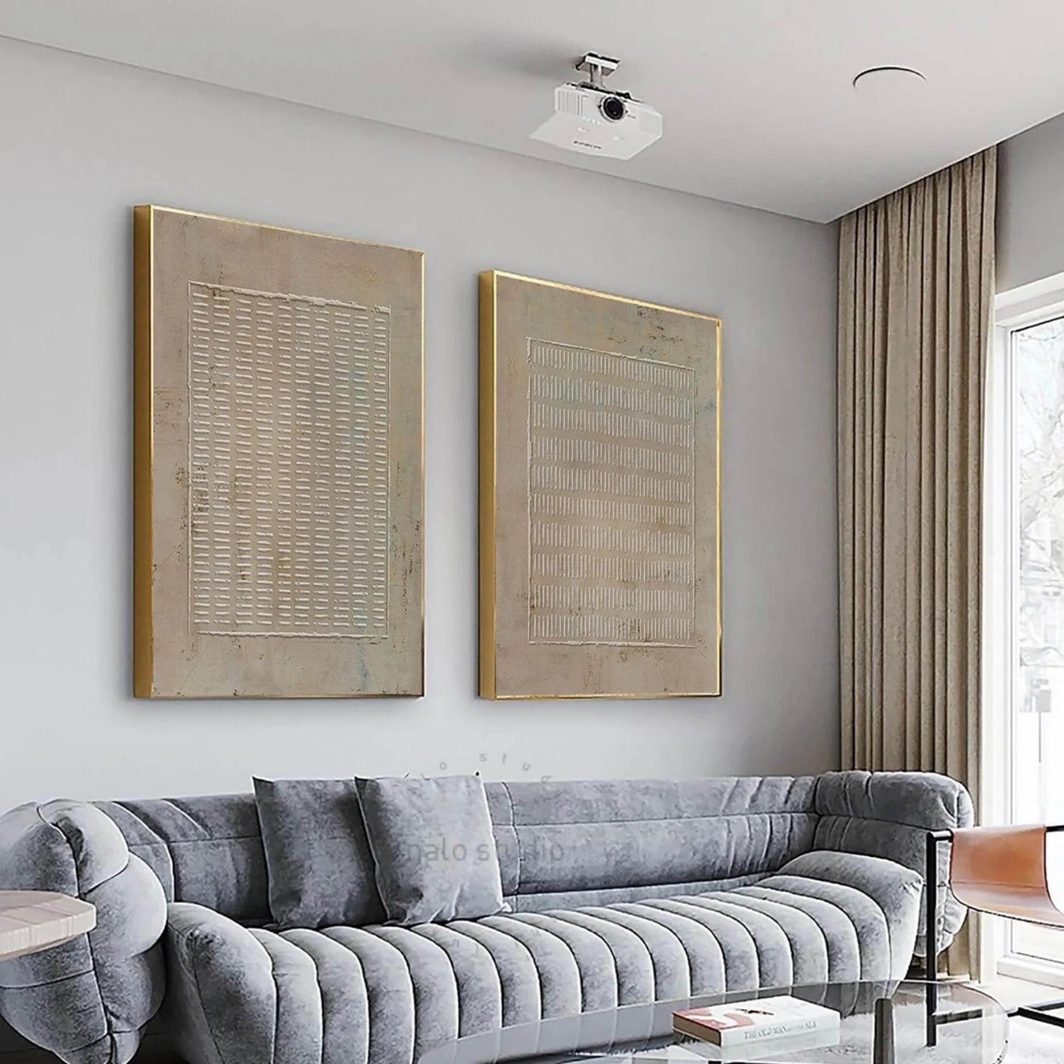 Beige and Brown Wabi Sabi Textured Canvas Art Set of 2 #WS641