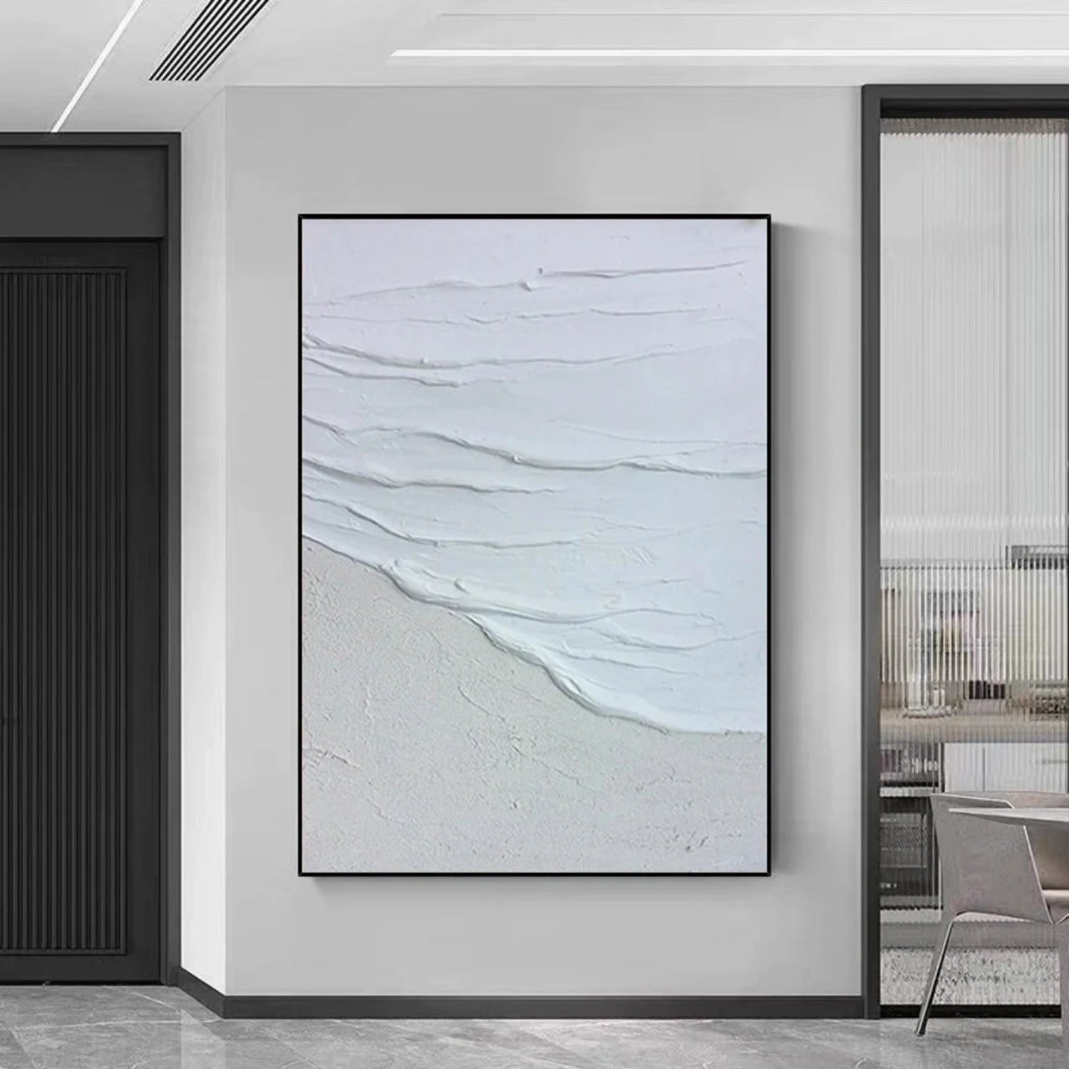 White Minimalist Textured Canvas Art #MM258