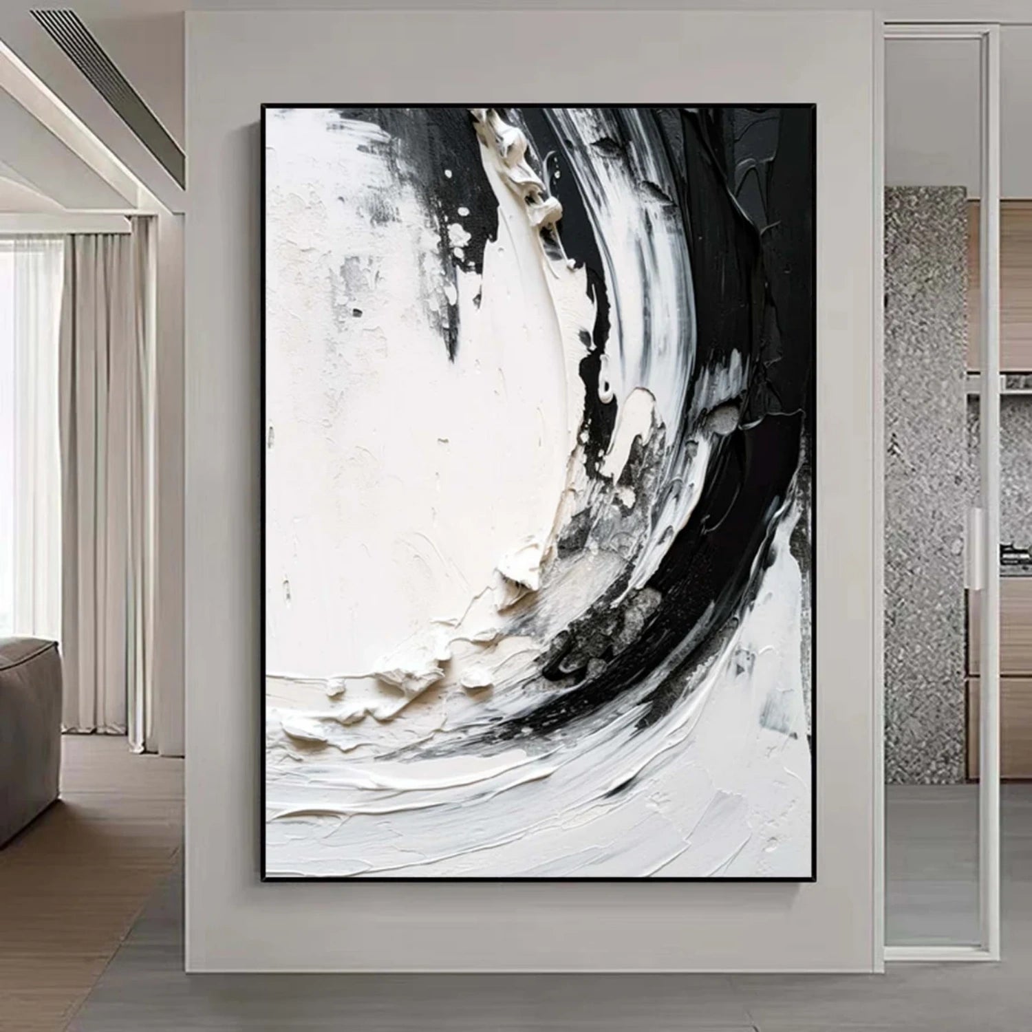 White and Black Minimalistic Textured Art #MM245