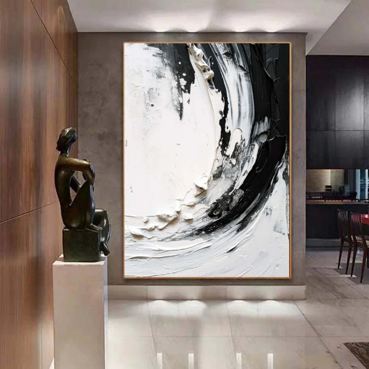 White and Black Minimalistic Textured Art #MM245