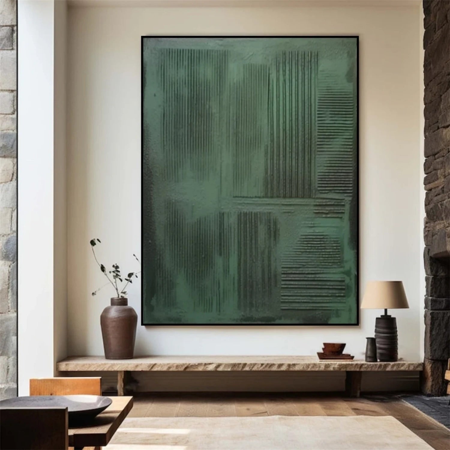 Green Minimalistic Textured Art #MM248