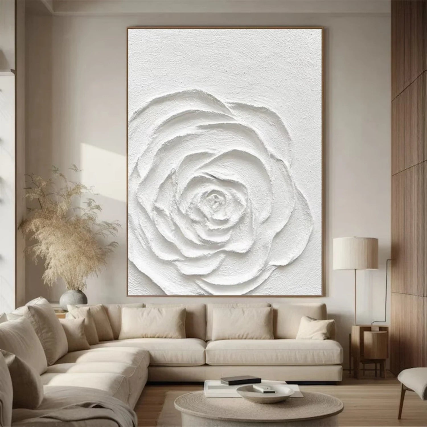 White Flower & Tree Abstract Textured Wall Art #ML127