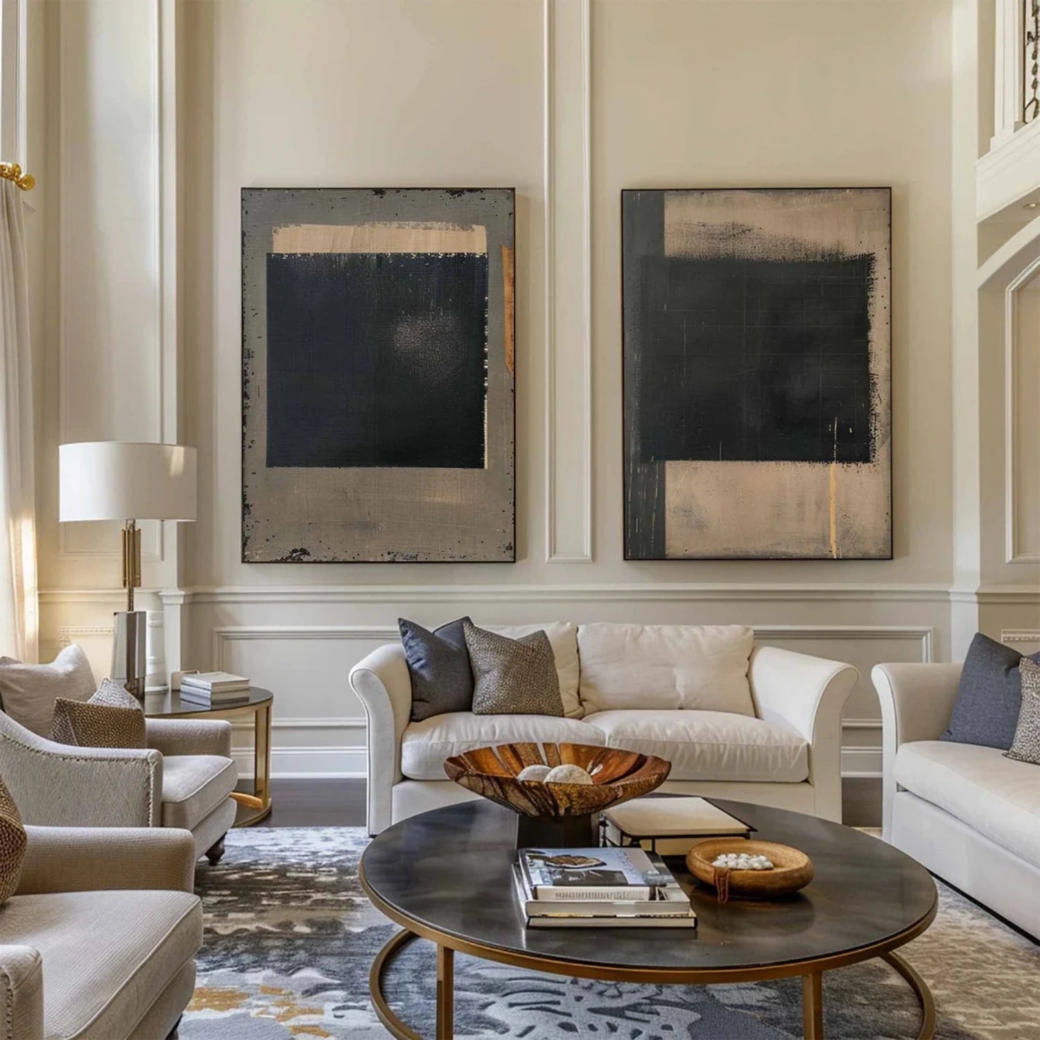 Black and Beige Wabi Sabi Canvas #WS475