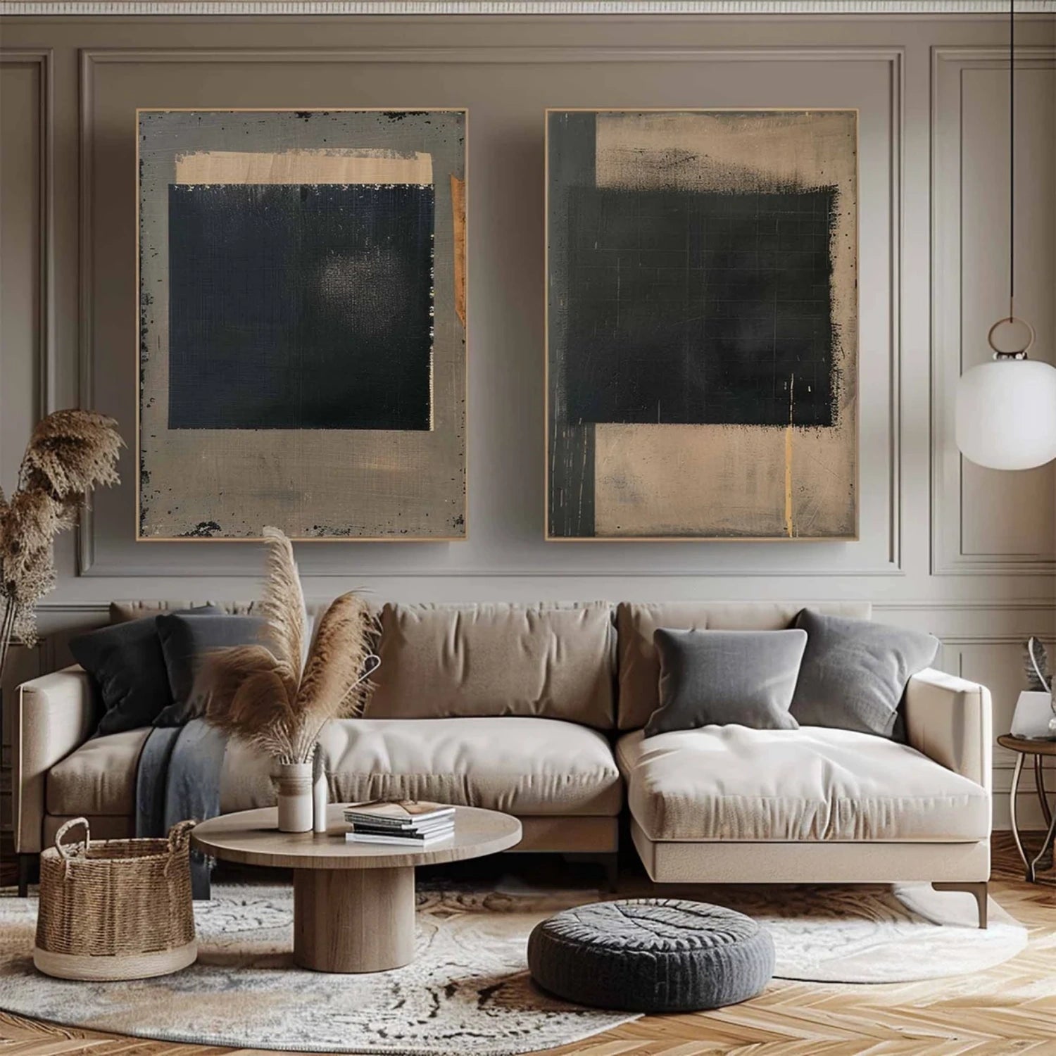 Black and Beige Wabi Sabi Canvas #WS475