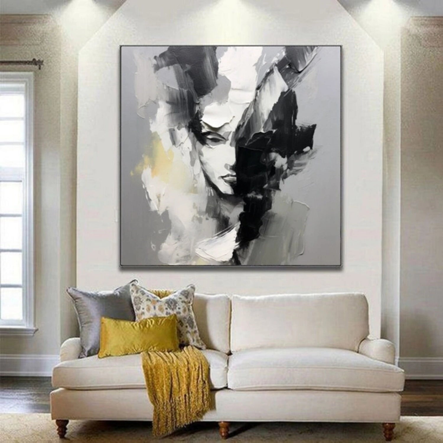 Abstract Portrait Black and White Painting #AP033