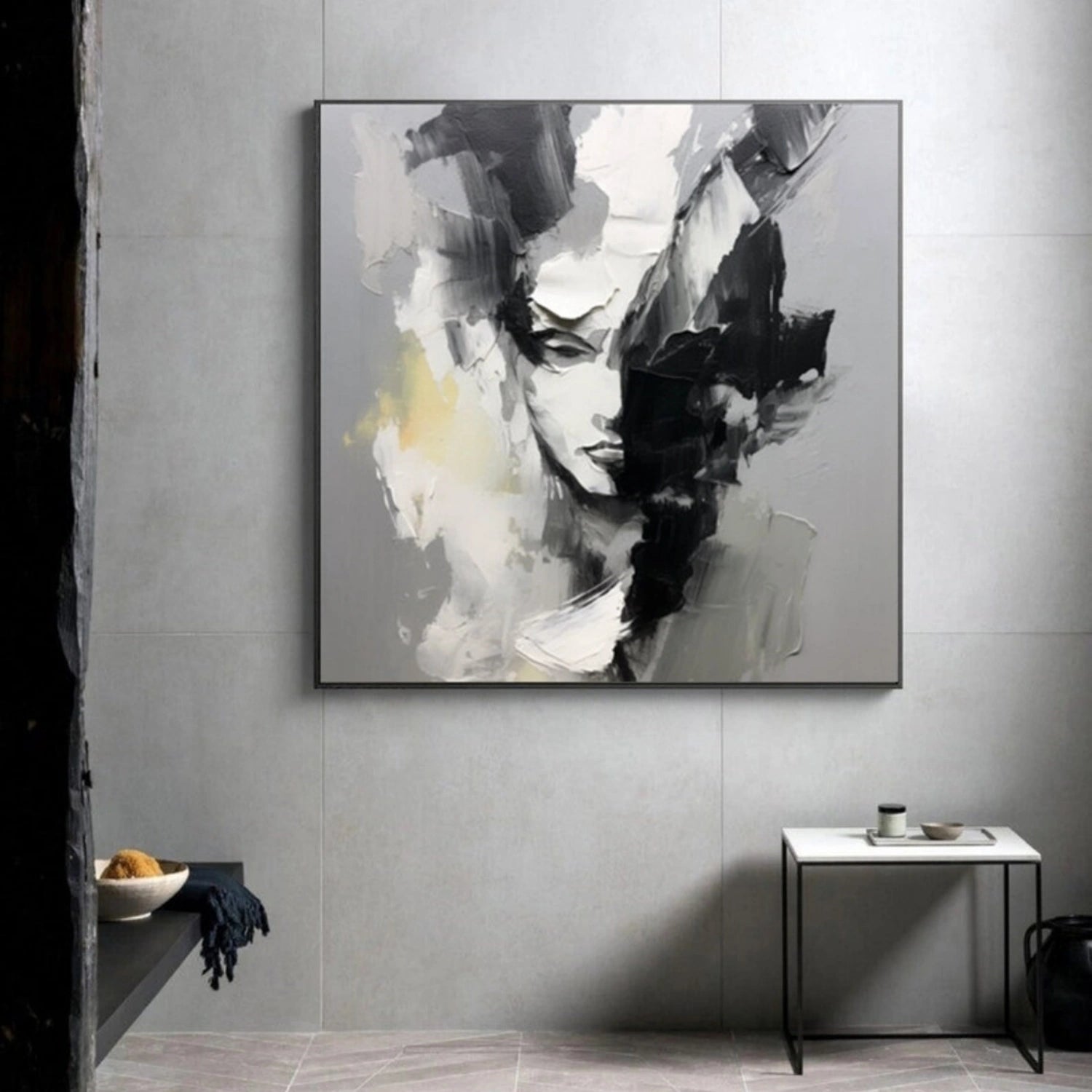 Abstract Portrait Black and White Painting #AP033