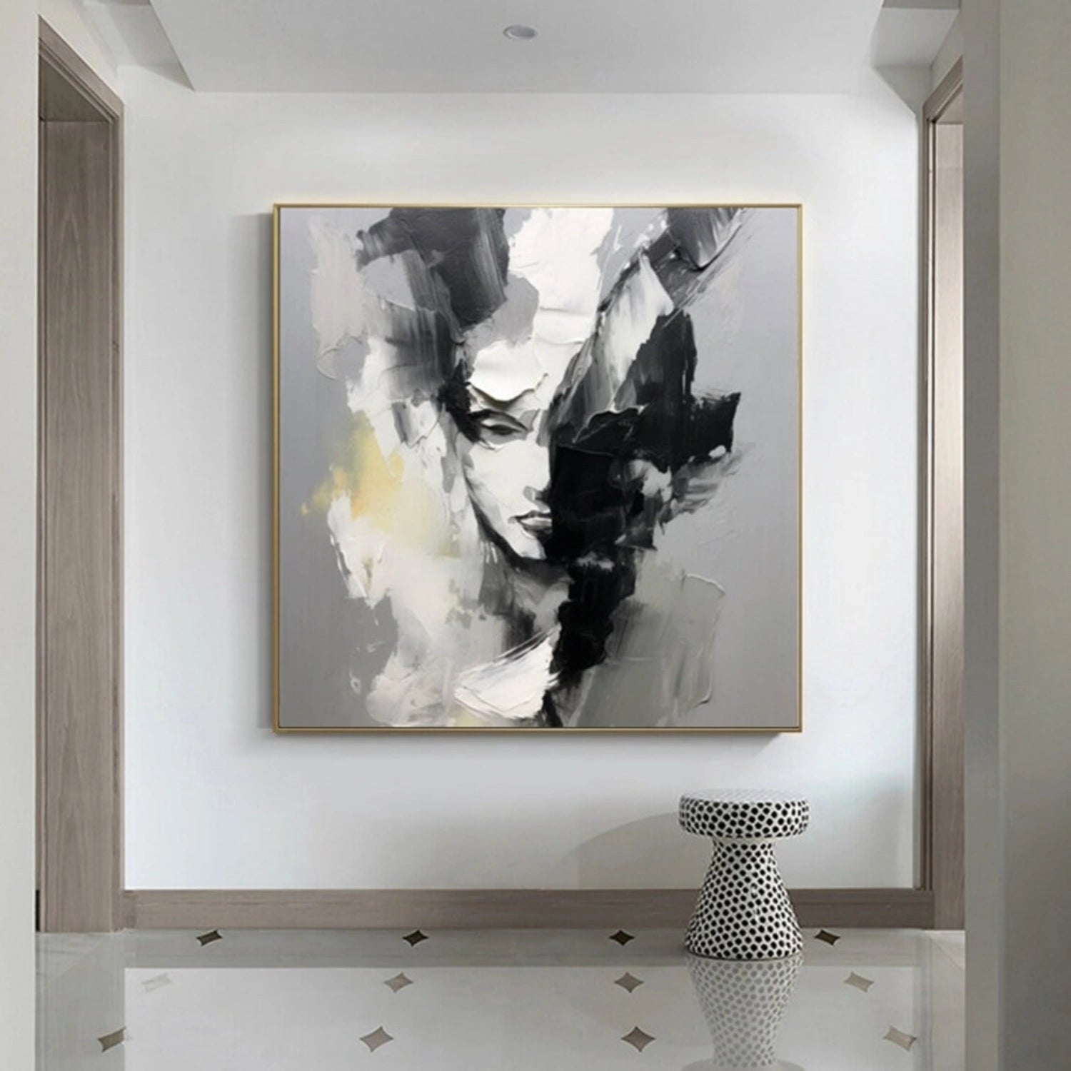 Abstract Portrait Black and White Painting #AP033