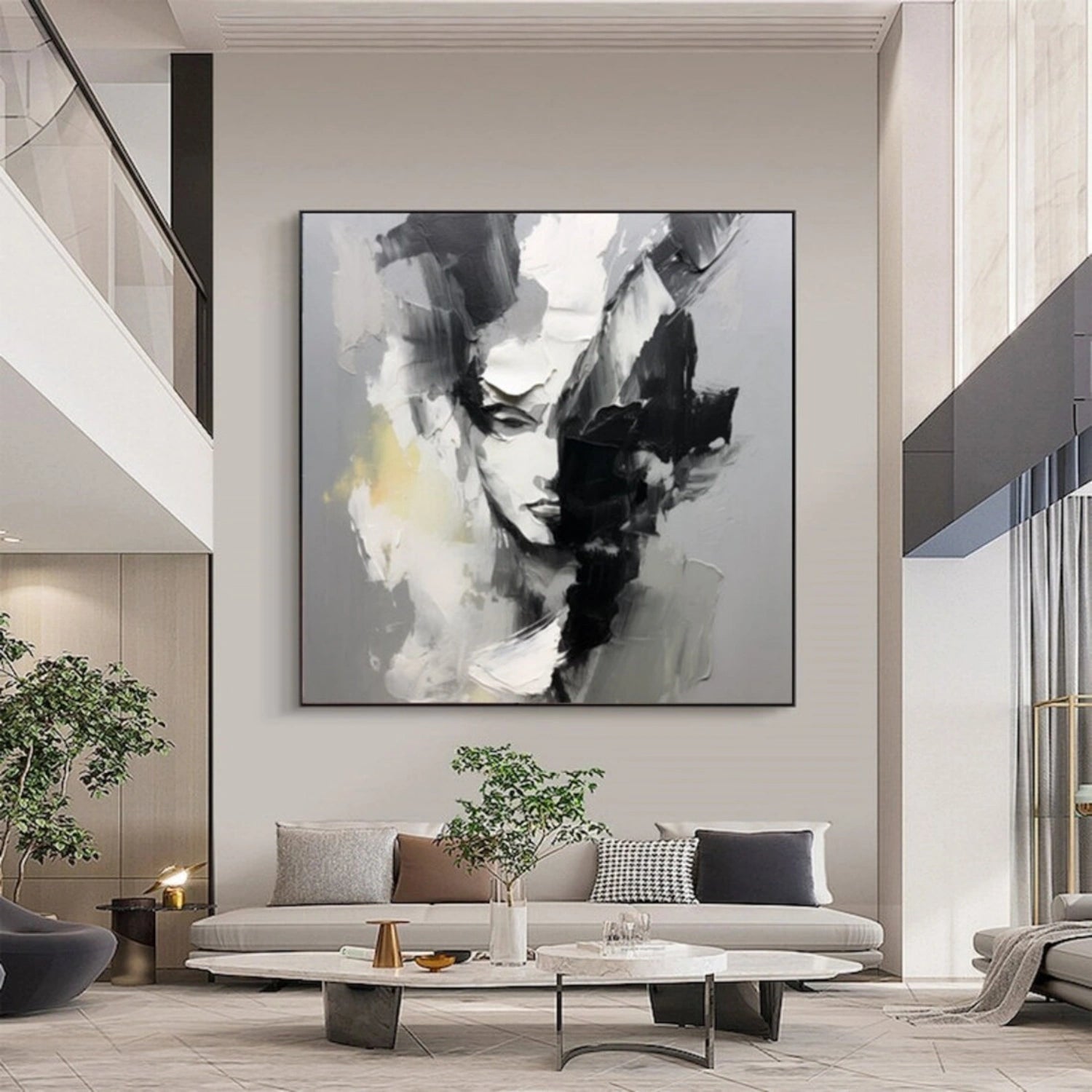Abstract Portrait Black and White Painting #AP033