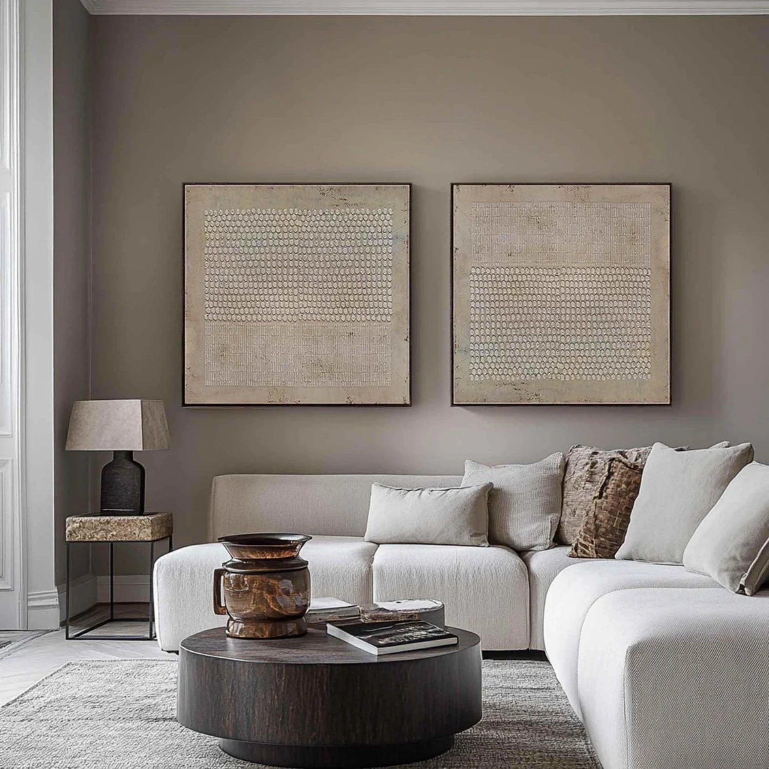 Beige and Brown Wabi Sabi Textured Canvas Art Set of 2 #WS637