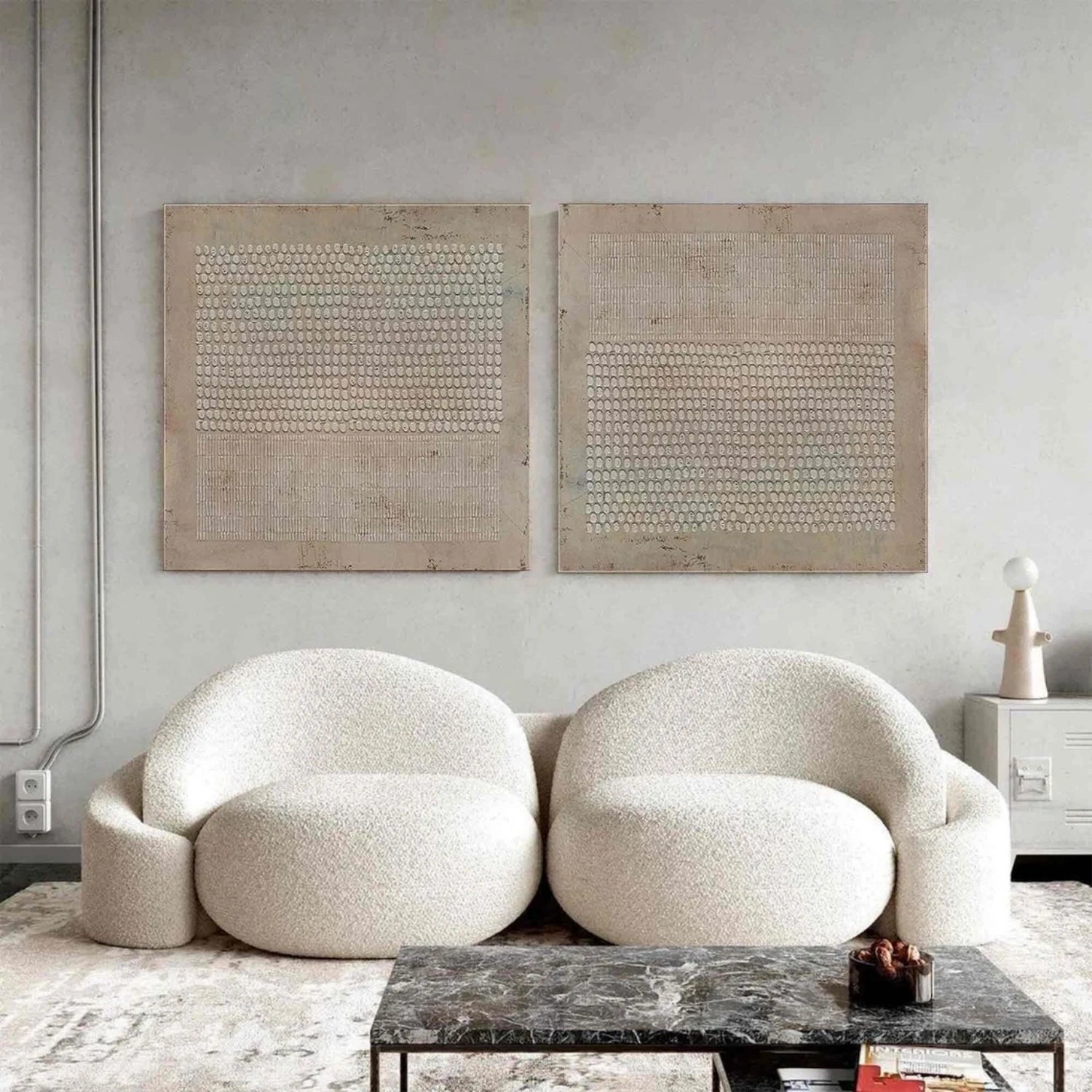 Beige and Brown Wabi Sabi Textured Canvas Art Set of 2 #WS637