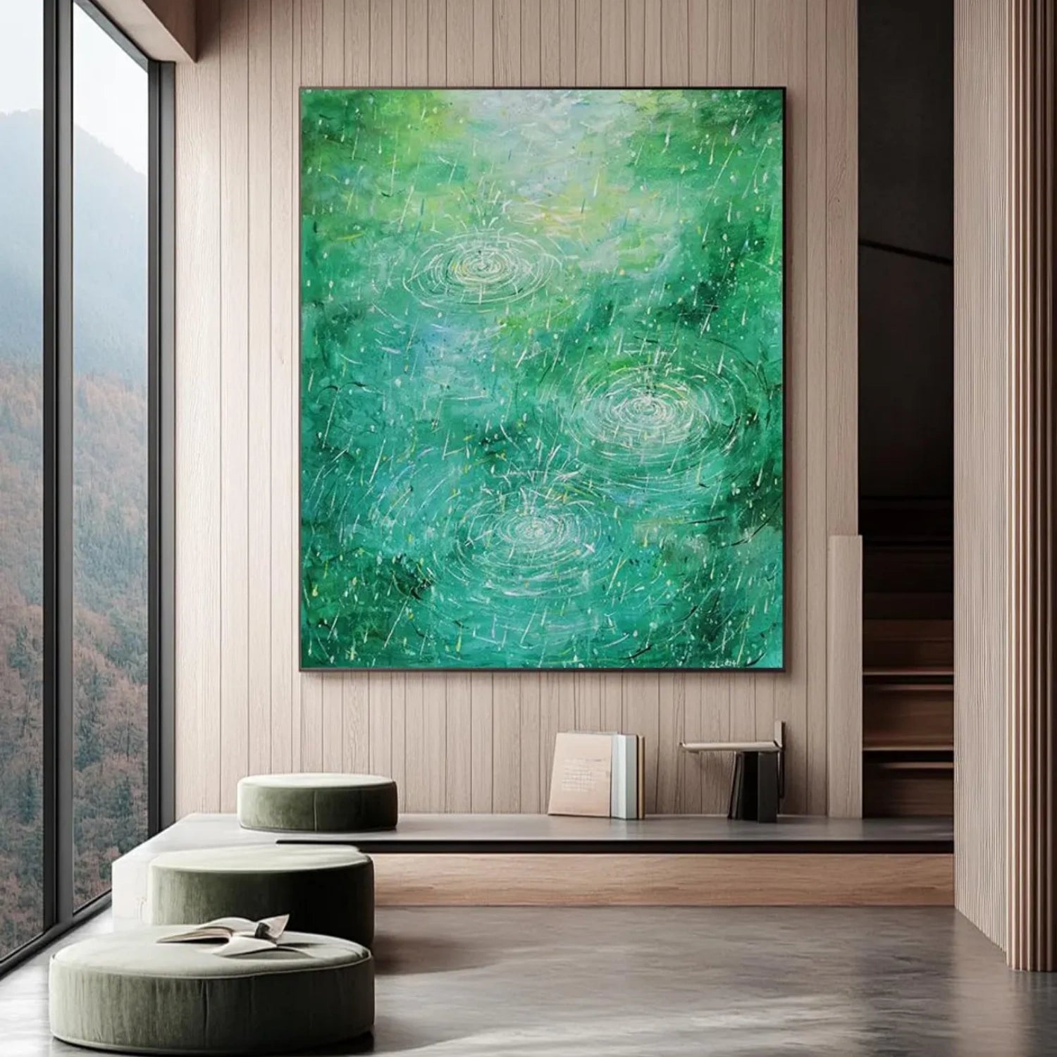 Green Abstract Canvas Art #WS594