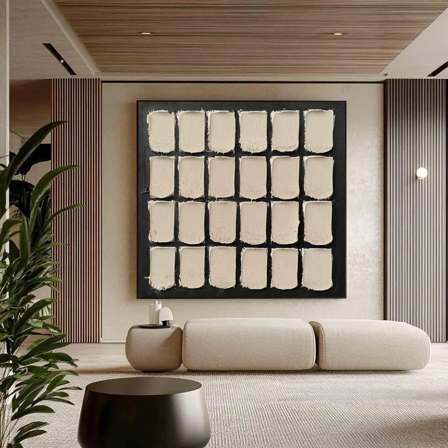 Black and Beige Wabi Sabi Textured Canvas #WS474