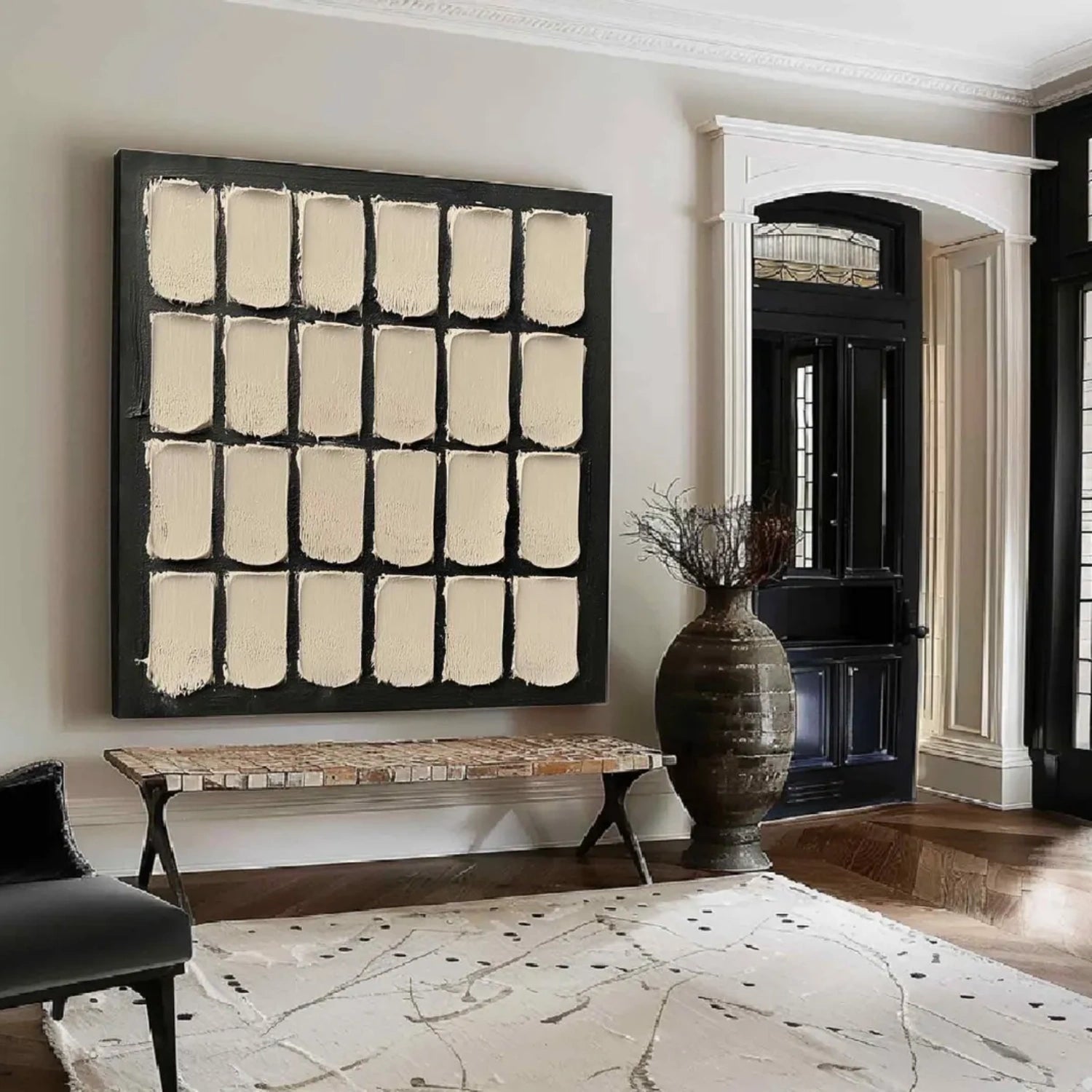 Black and Beige Wabi Sabi Textured Canvas #WS474