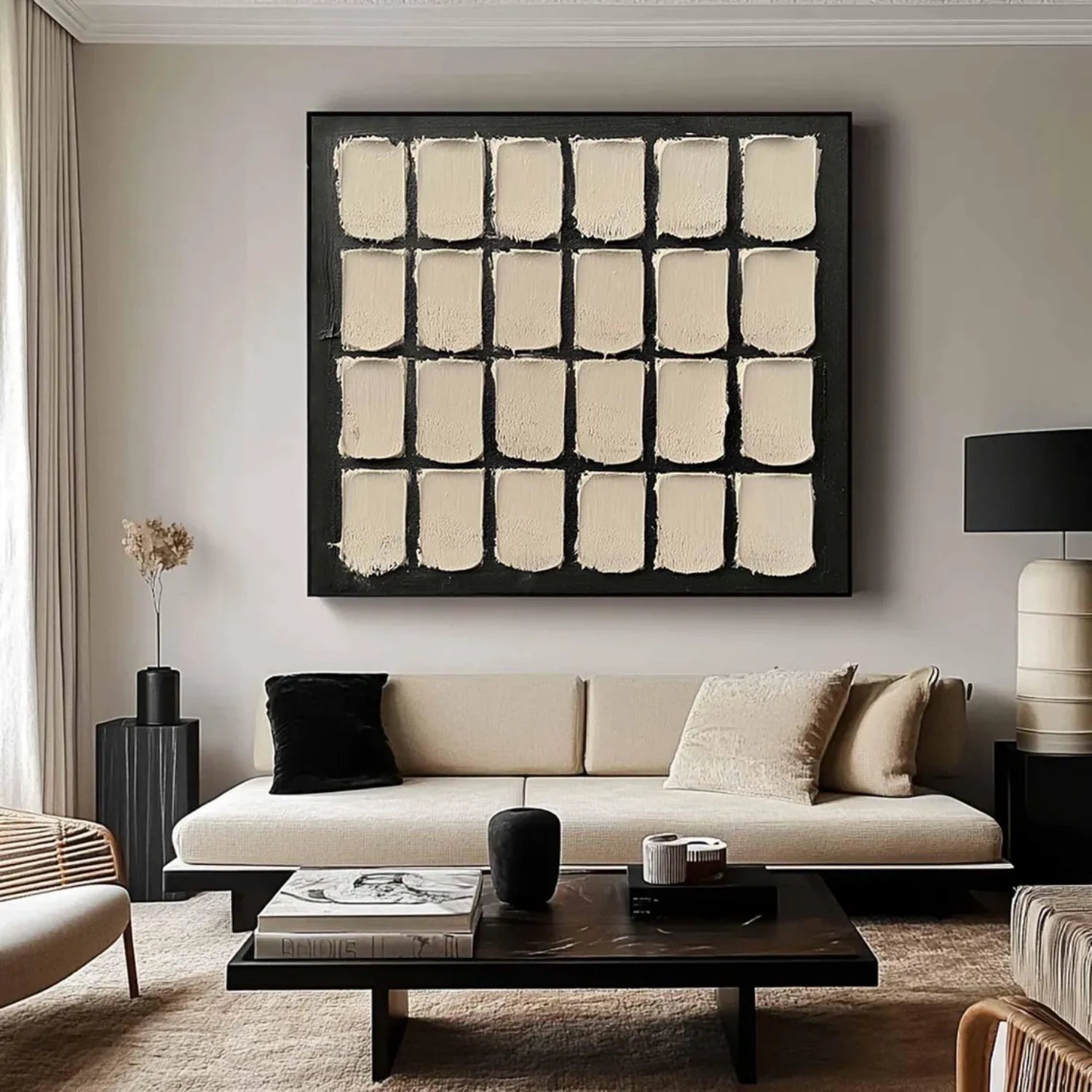 Black and Beige Wabi Sabi Textured Canvas #WS474
