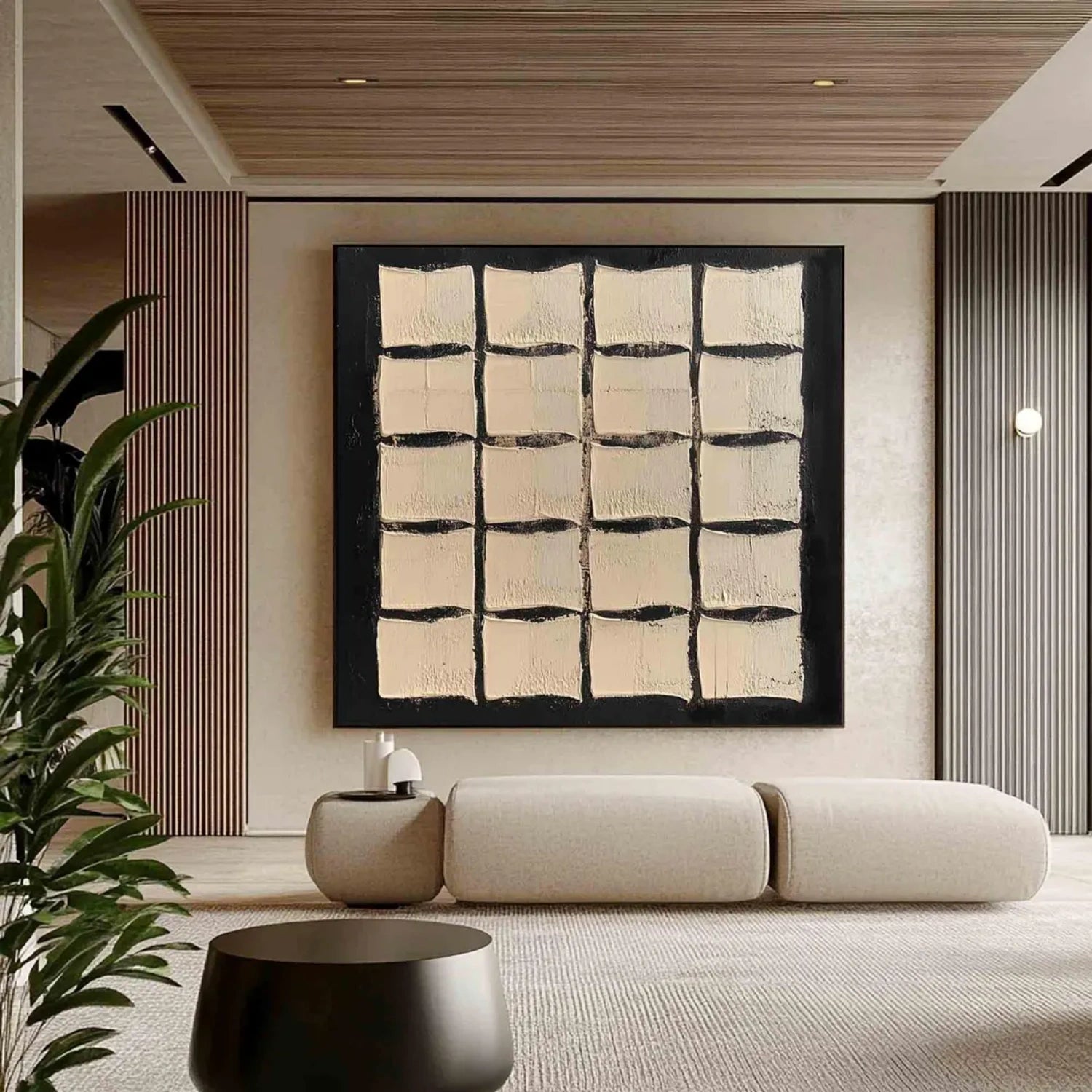 Black and Beige Wabi Sabi Textured Canvas #WS473