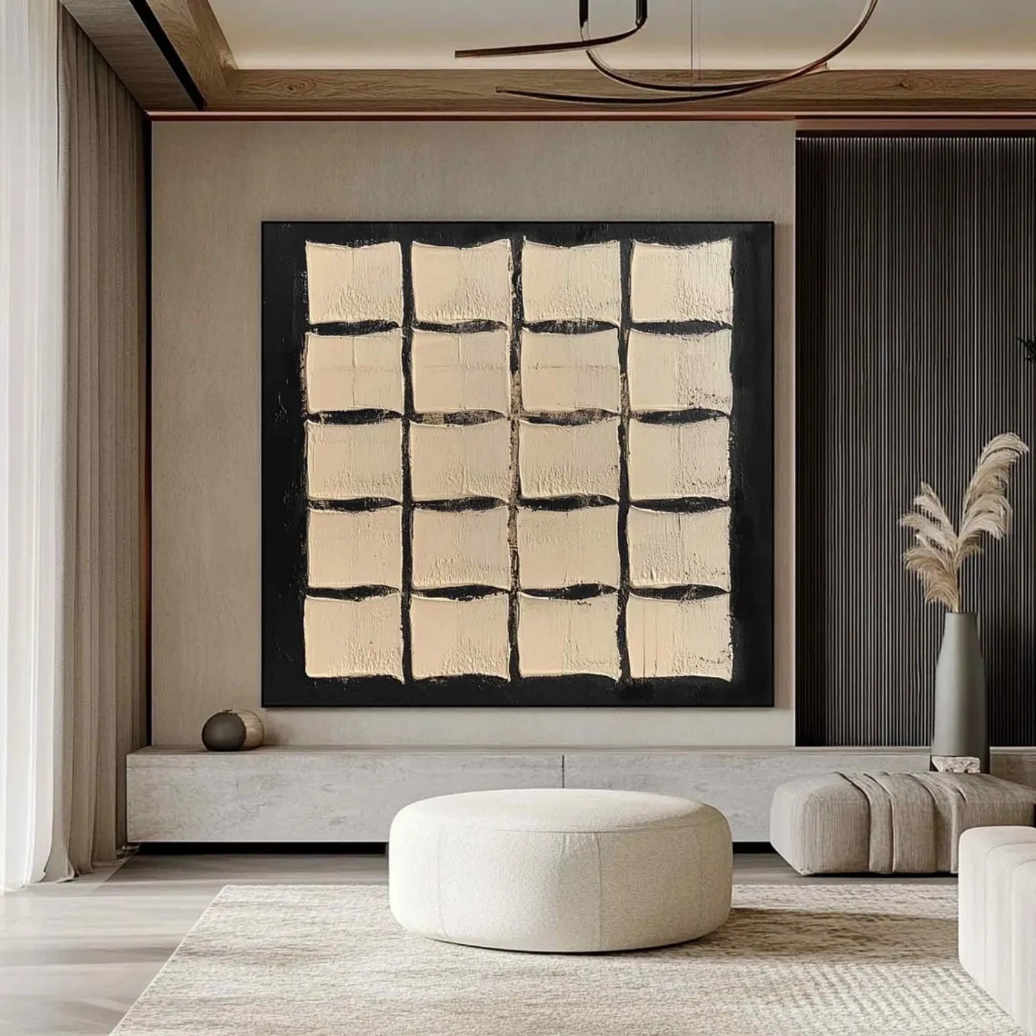 Black and Beige Wabi Sabi Textured Canvas #WS473