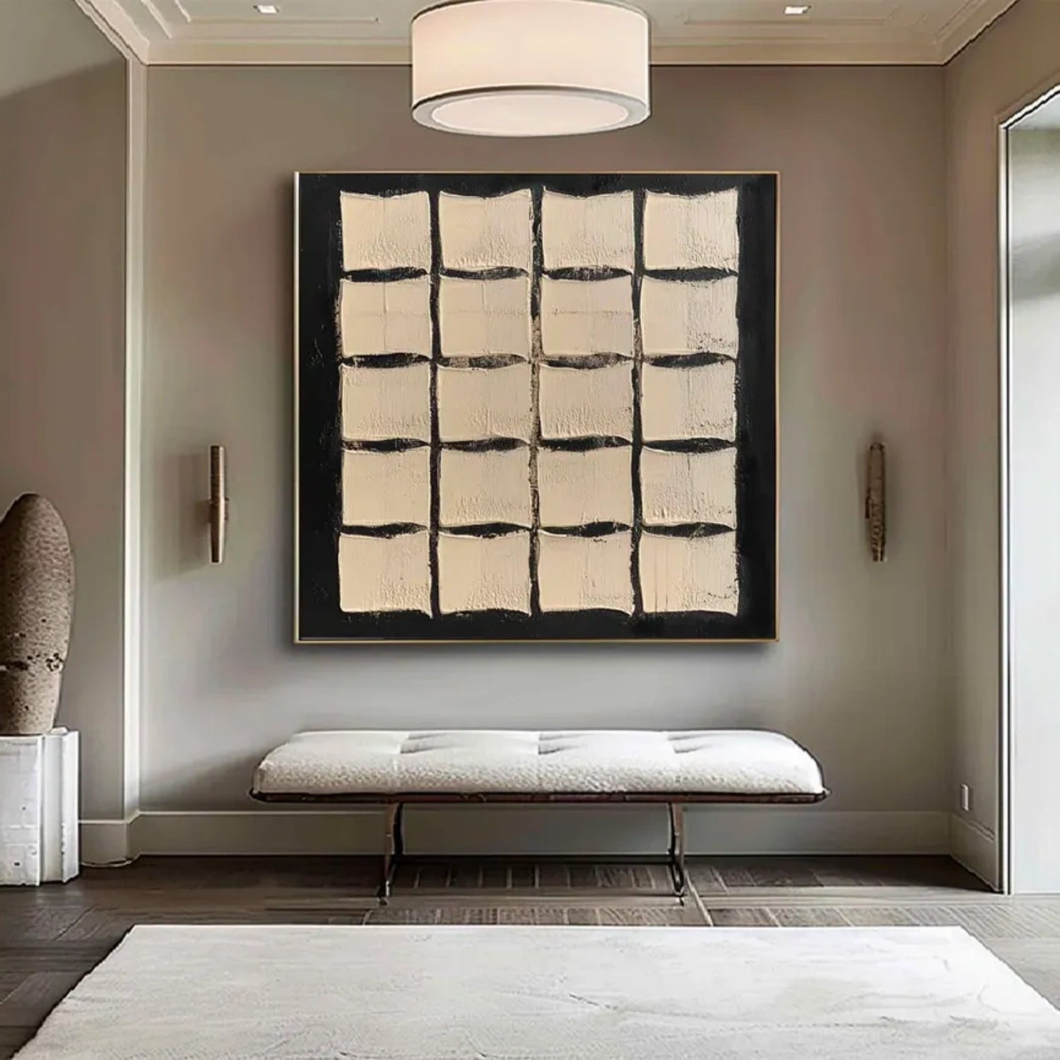 Black and Beige Wabi Sabi Textured Canvas #WS473