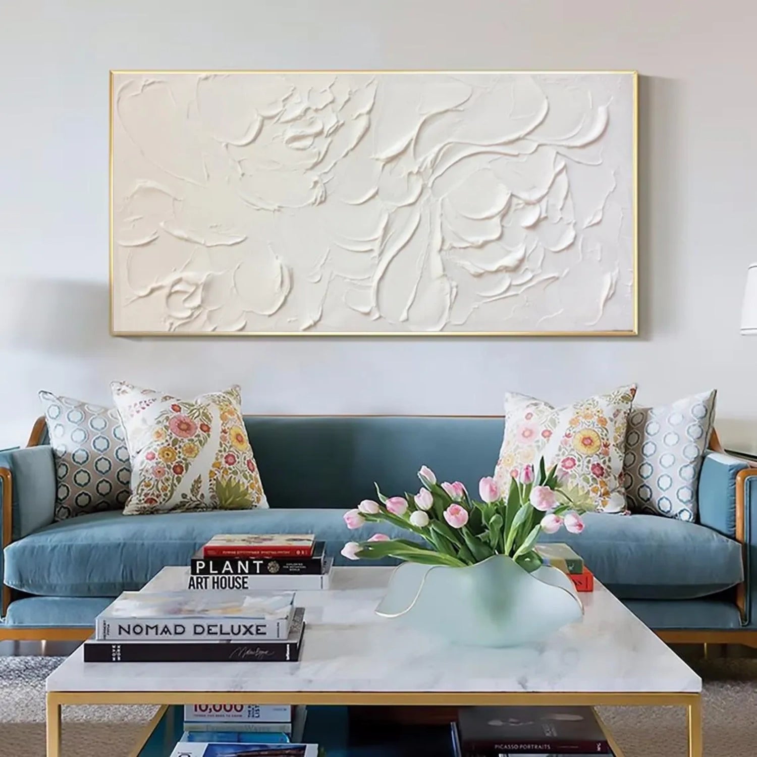 White and Beige Minimalist Textured Canvas Art #MM259