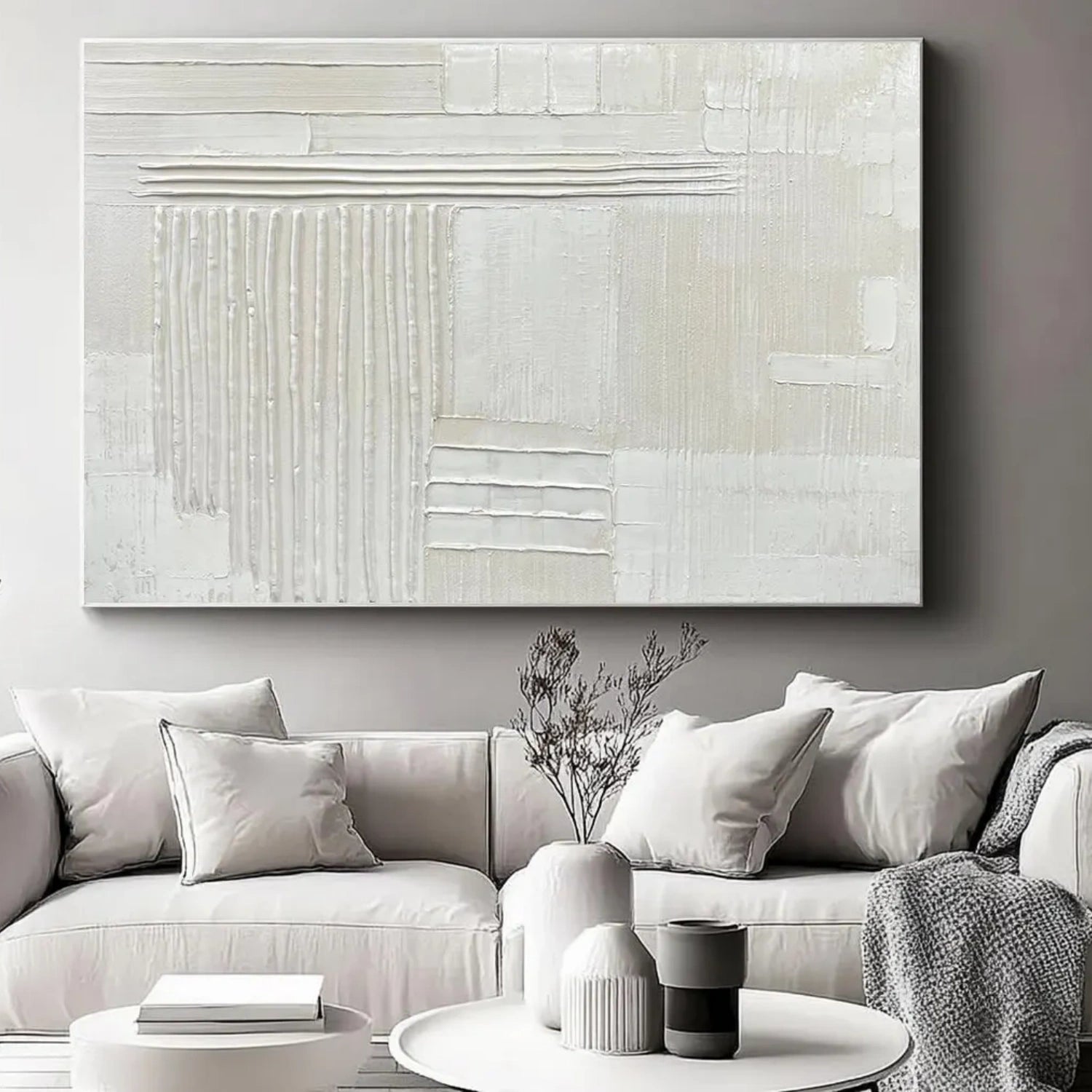 White Minimalistic Textured Art #MM254