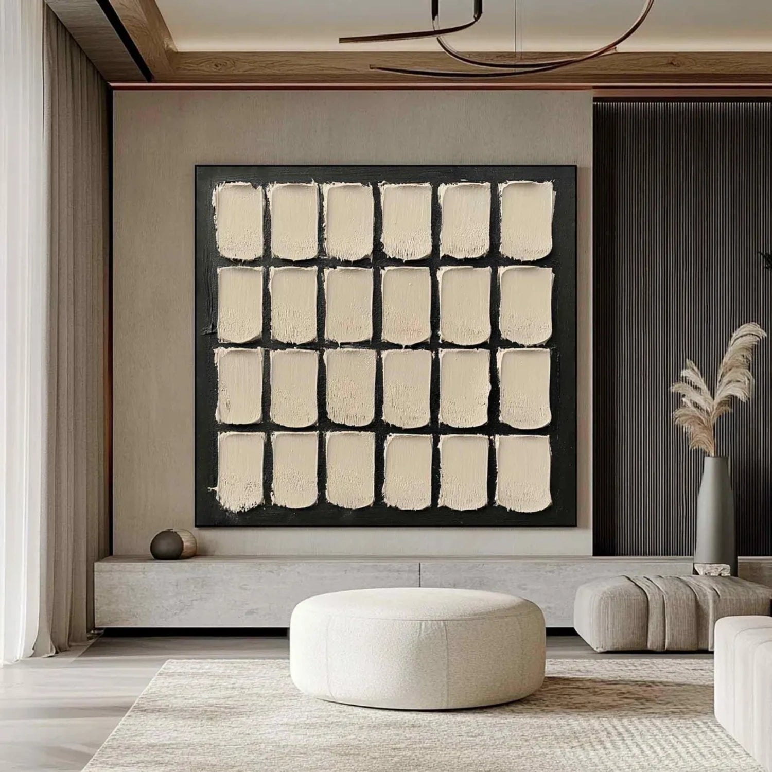 Black and Beige Wabi Sabi Textured Canvas #WS474