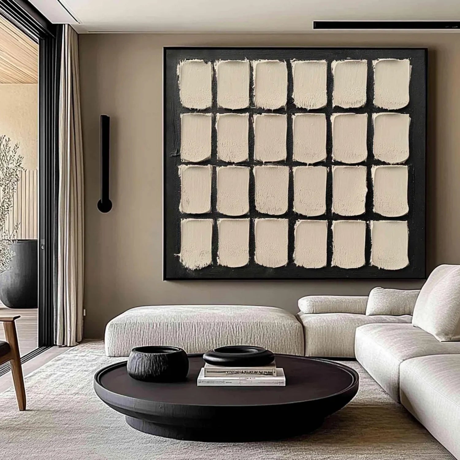 Black and Beige Wabi Sabi Textured Canvas #WS474