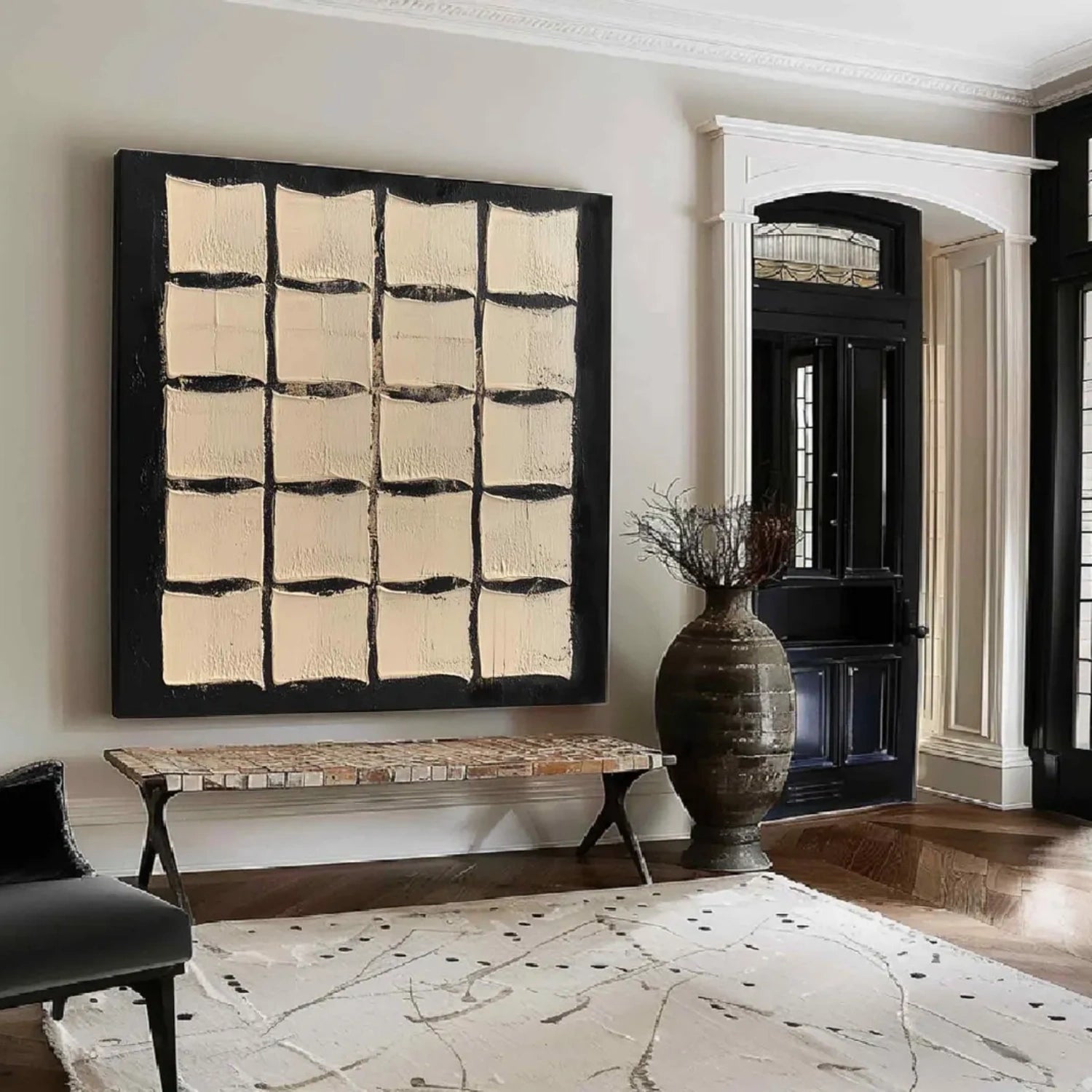 Black and Beige Wabi Sabi Textured Canvas #WS473
